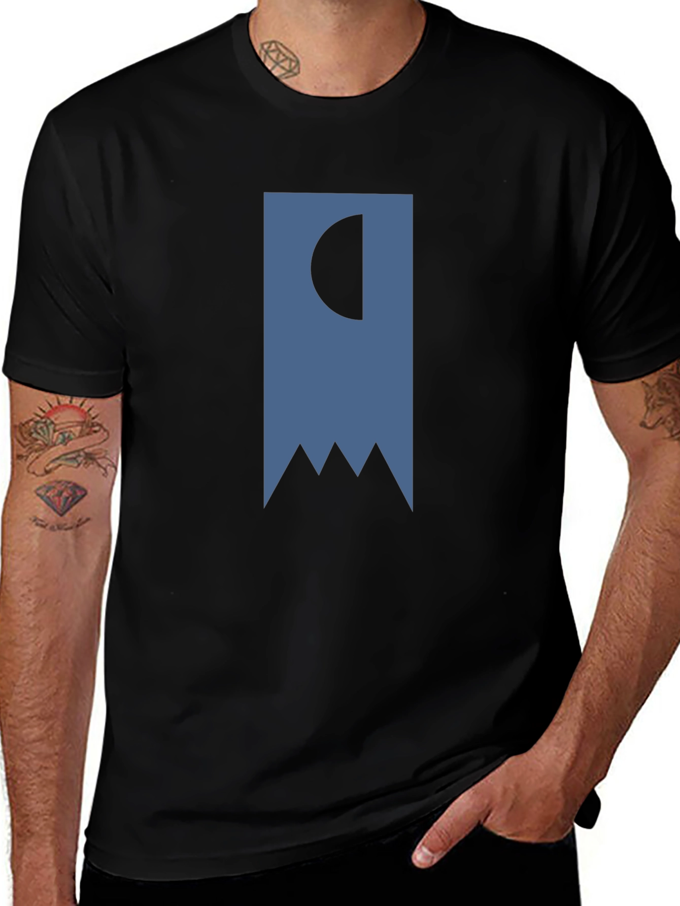 Abstract Banner Graphic T-Shirt - Black