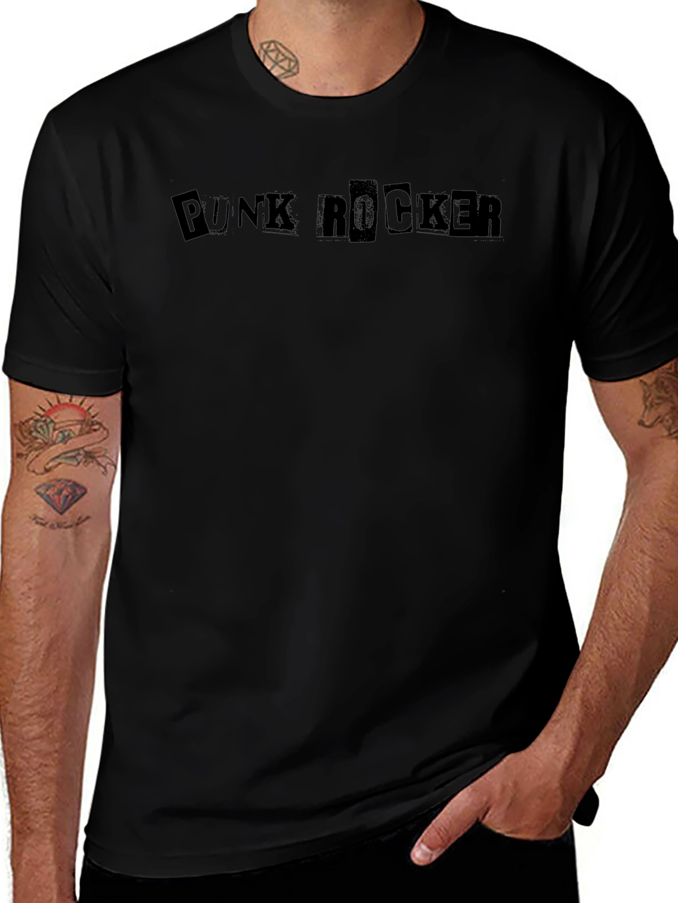 Punk Rocker Graphic Tee - Black Cotton Comfort