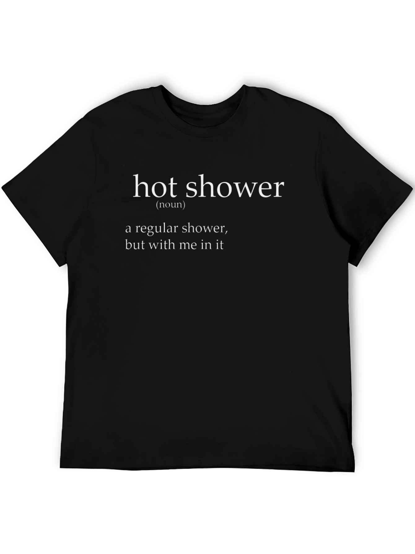 Humorous Hot Shower Graphic Tee - Black
