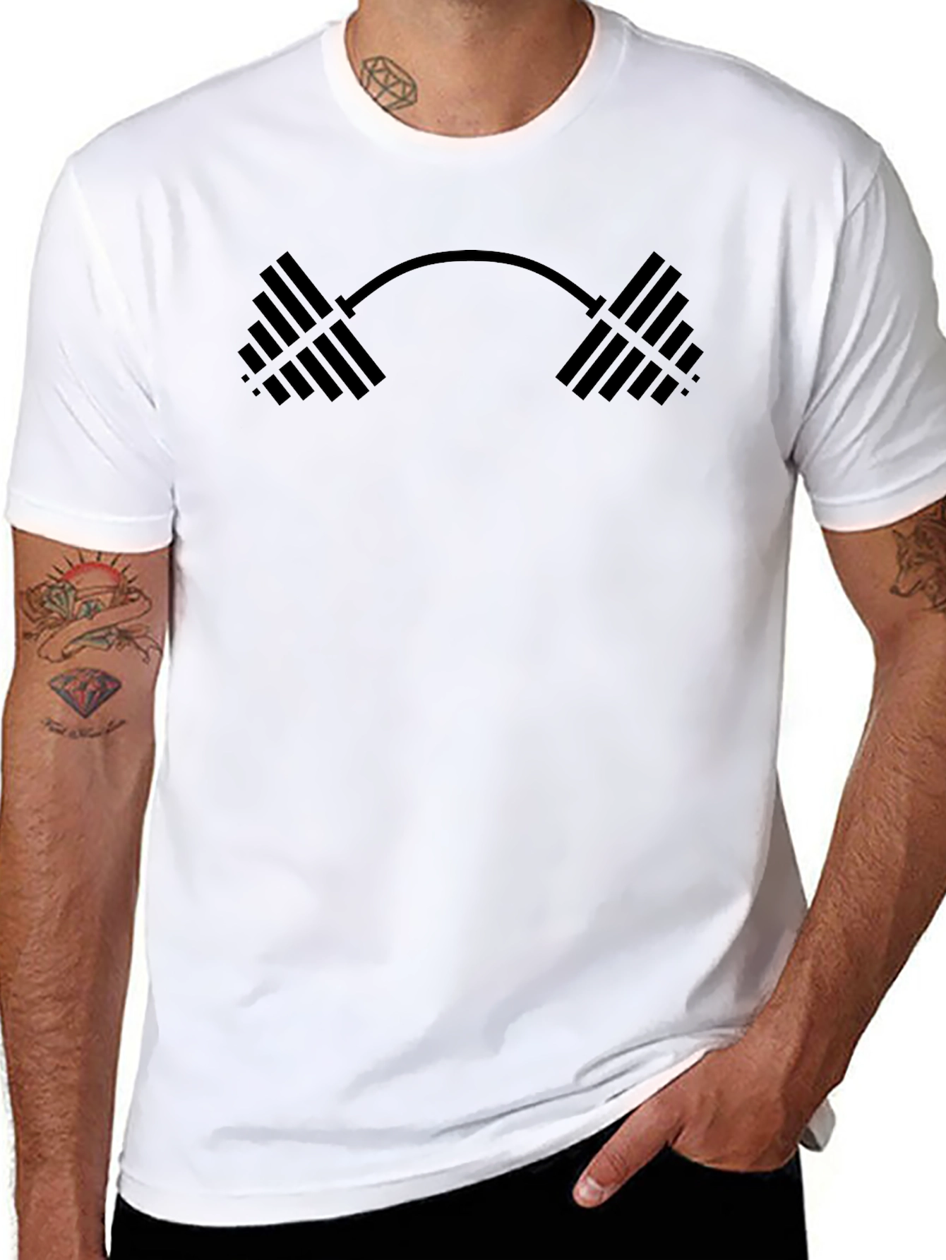 Fitness Barbell Graphic T-Shirt - Gym Workout Tee