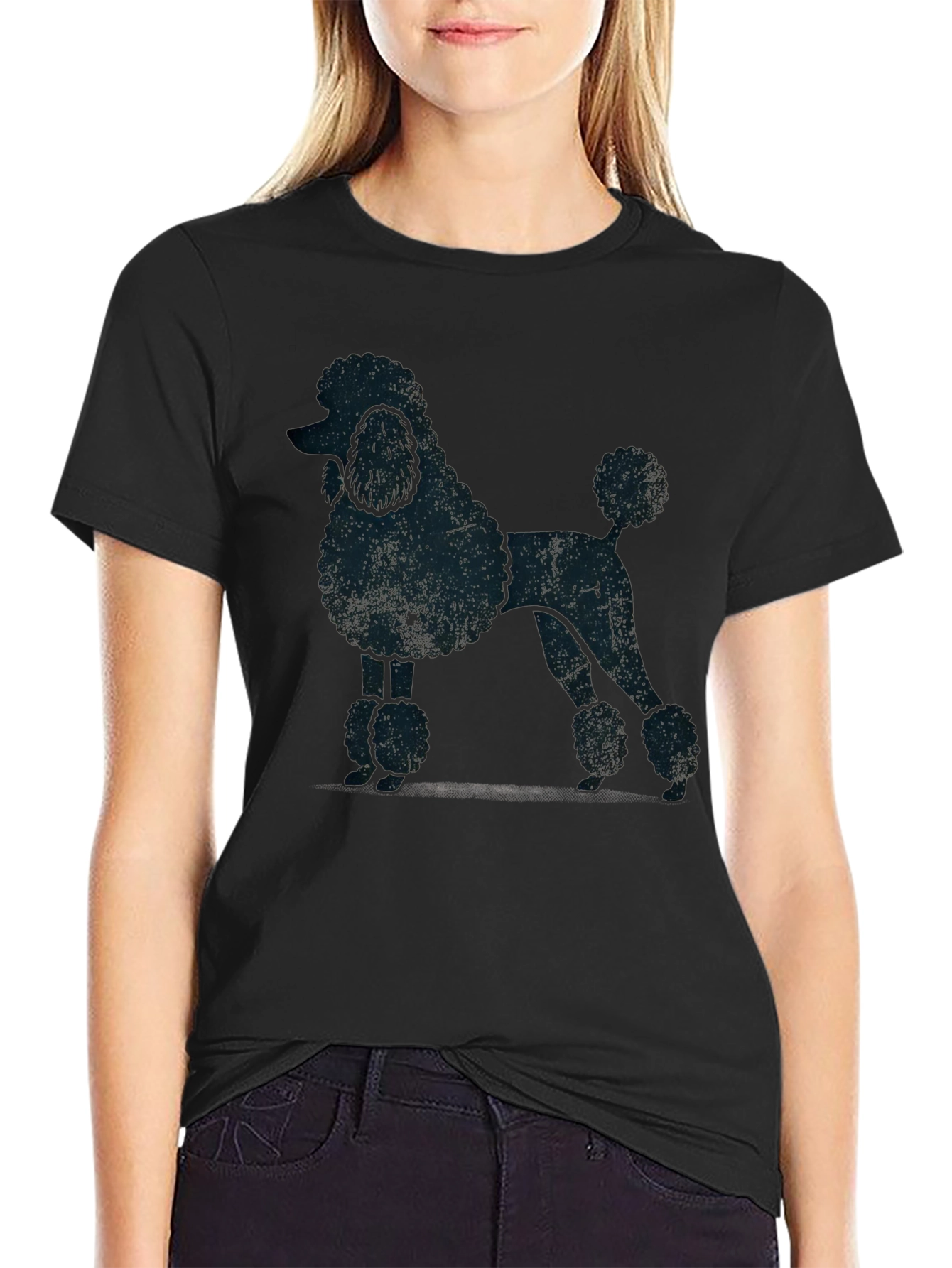 Cool Poodle Silhouette Black T-Shirt