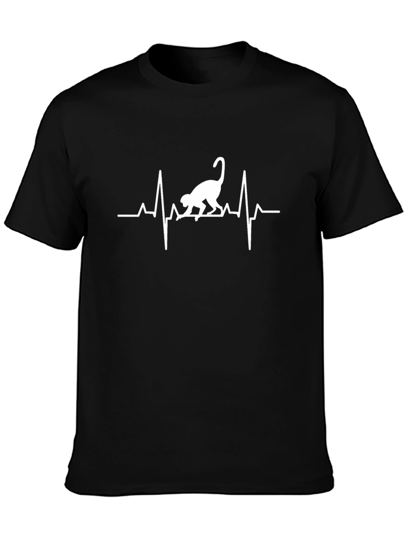 Monkey Heartbeat Graphic Tee - Black Unisex T-Shirt
