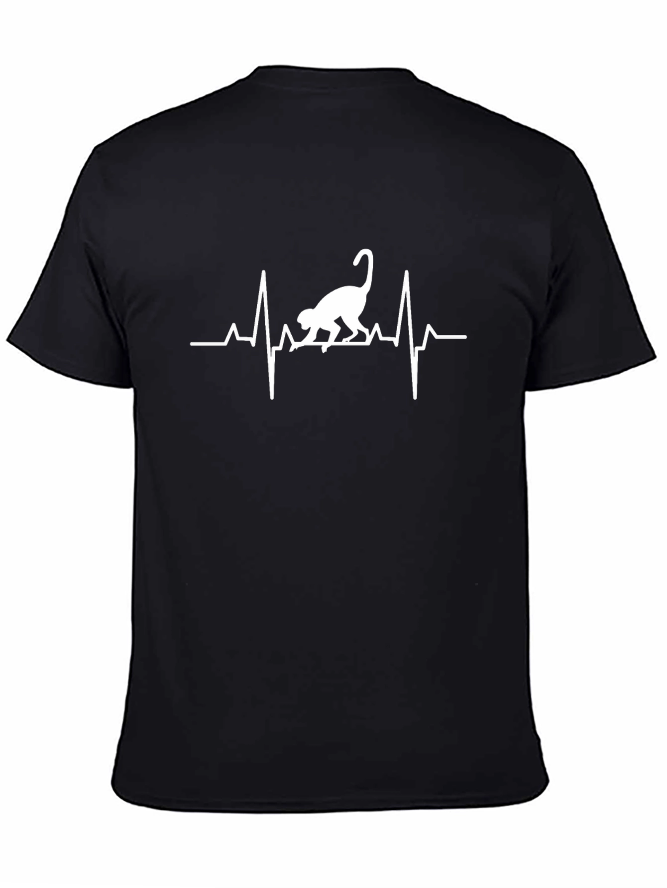 Monkey Heartbeat Graphic Tee - Black Unisex T-Shirt