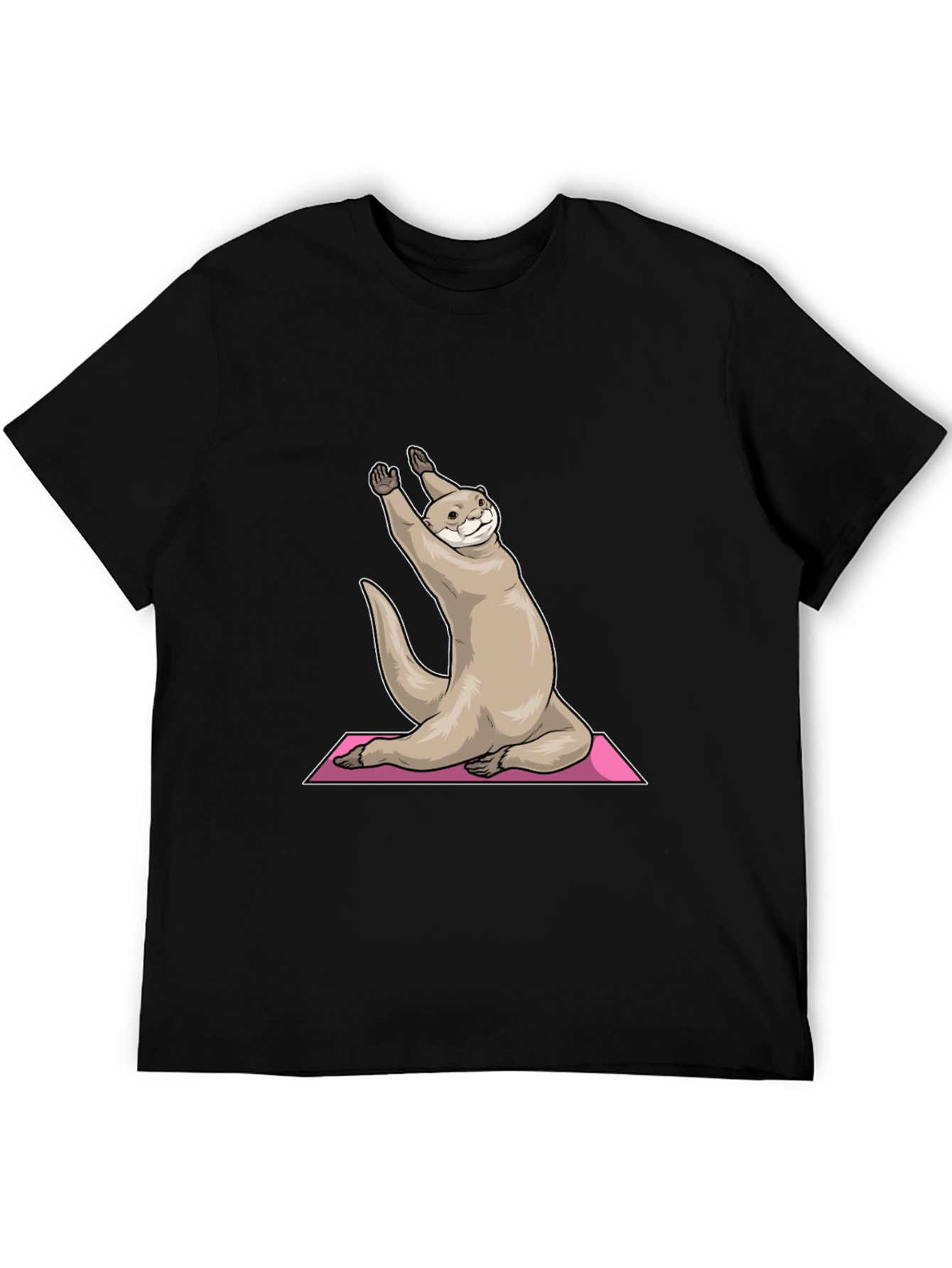 Yoga Otter Graphic Tee - Black Cotton T-Shirt