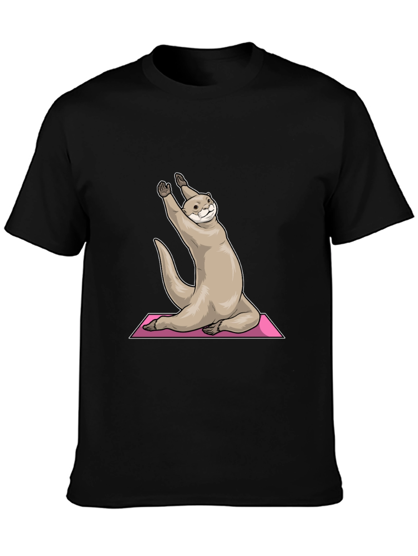 Yoga Otter Graphic Tee - Black Cotton T-Shirt