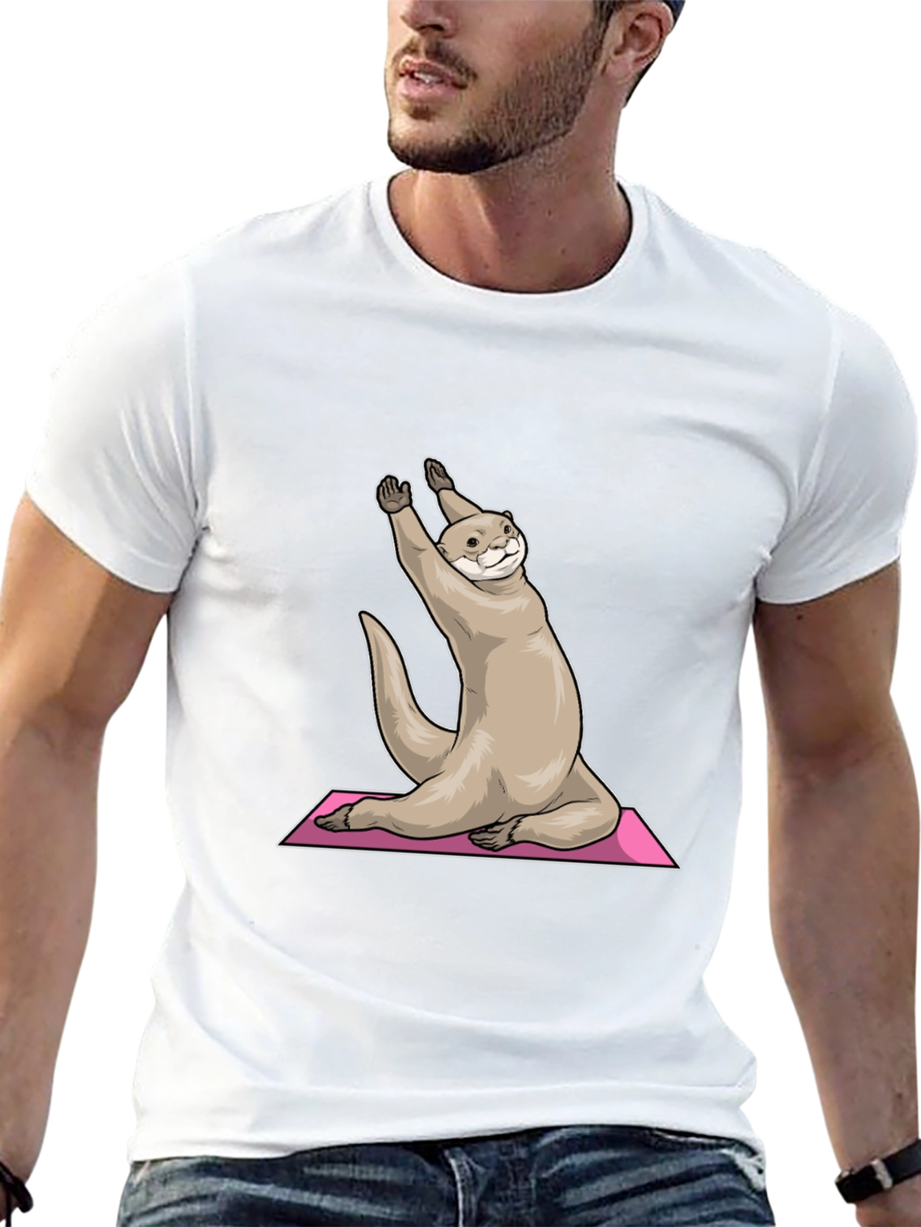 Yoga Otter Graphic Tee - Black Cotton T-Shirt