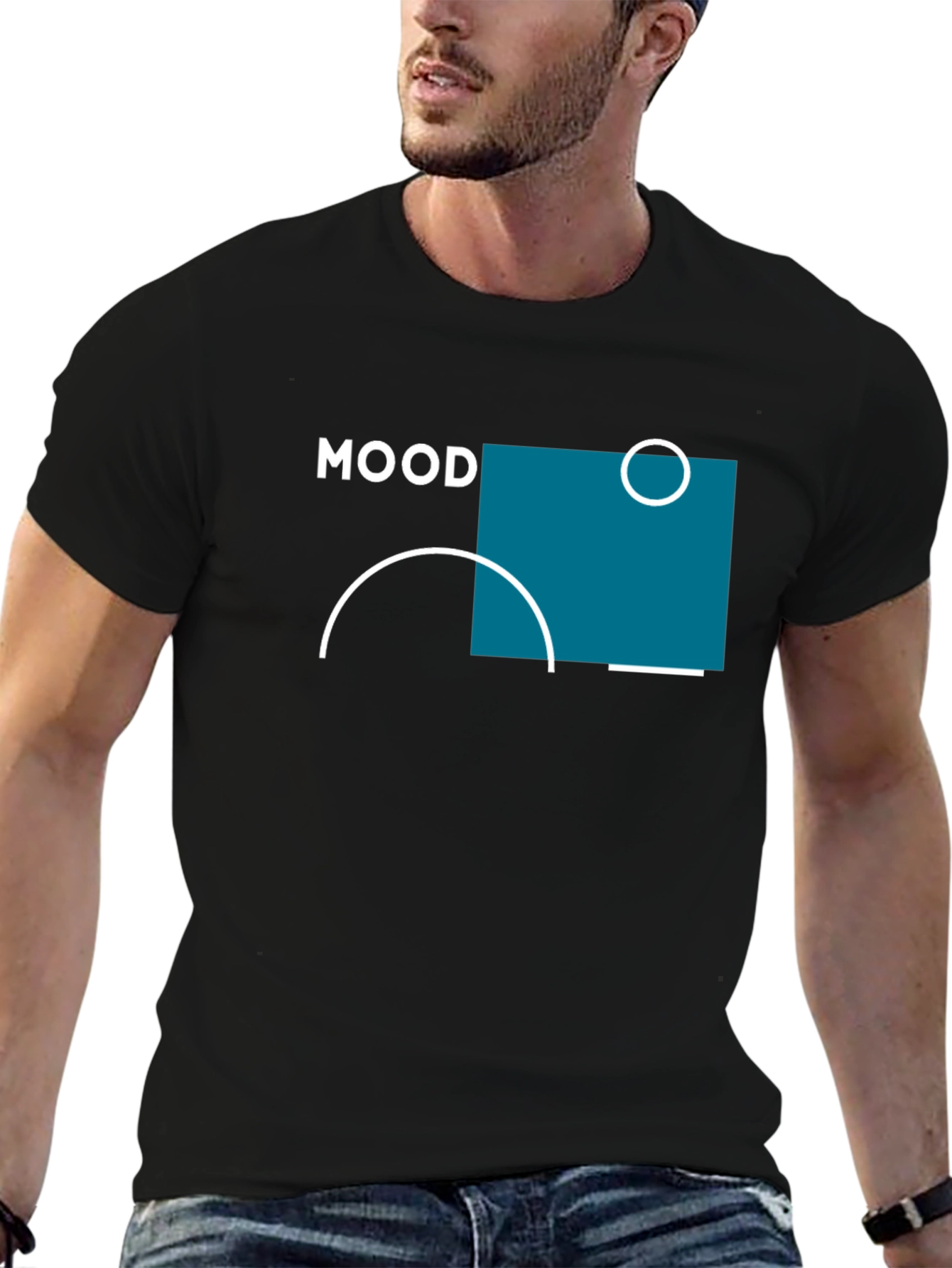 Modern Mood Graphic Tee - Black Cotton T-Shirt