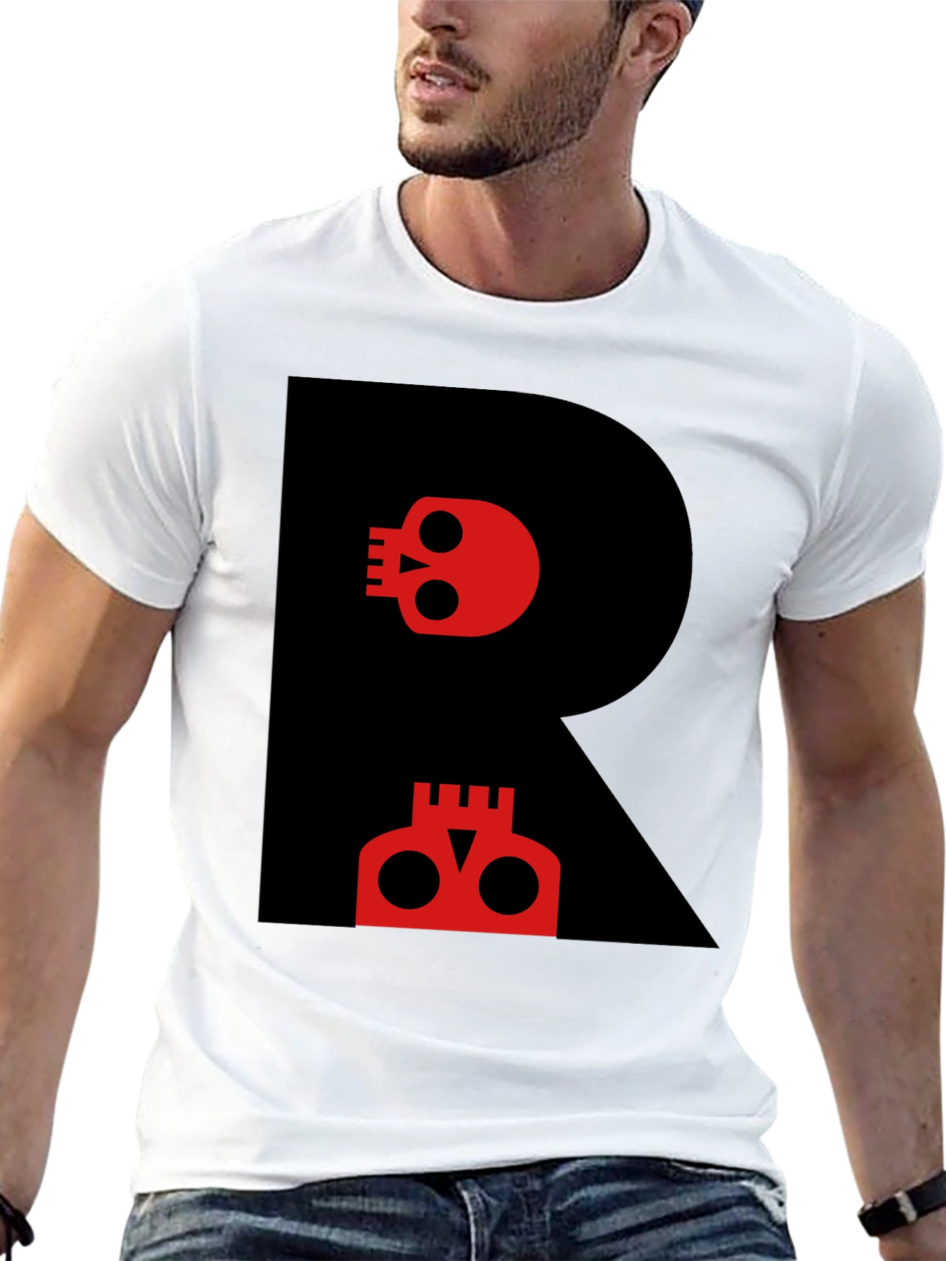 Skull R Graphic Tee - Modern Black T-Shirt