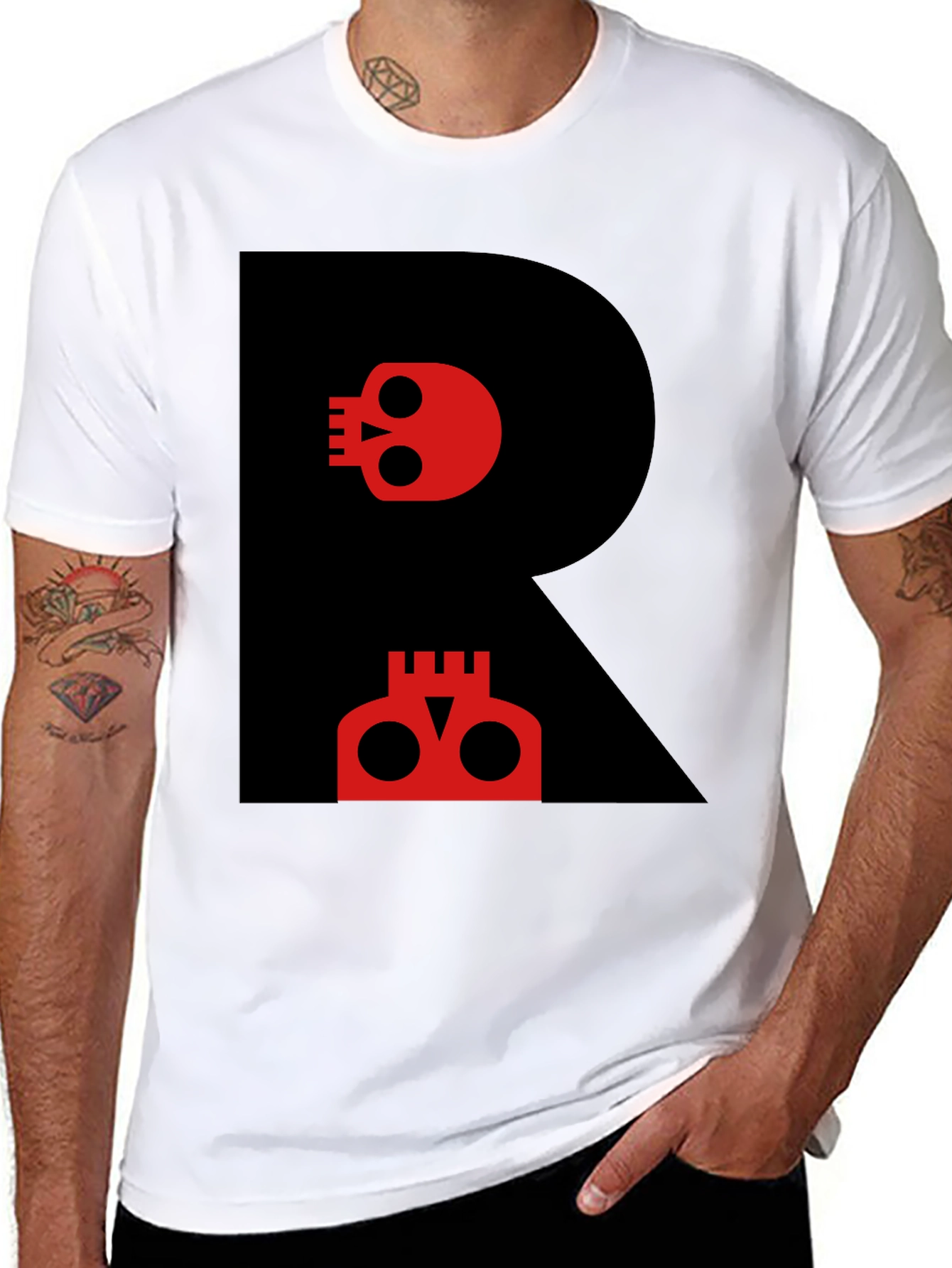 Skull R Graphic Tee - Modern Black T-Shirt