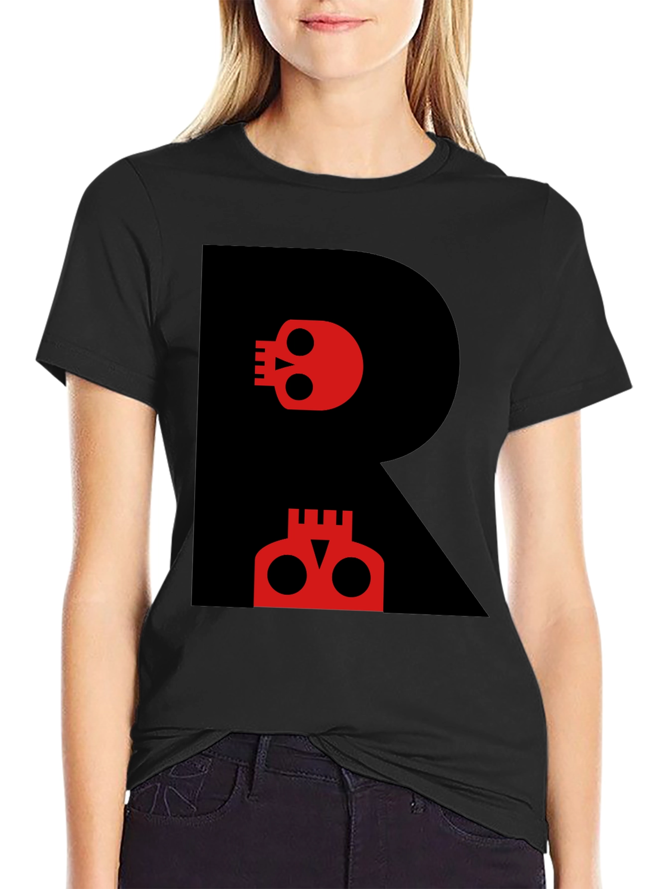 Skull R Graphic Tee - Modern Black T-Shirt