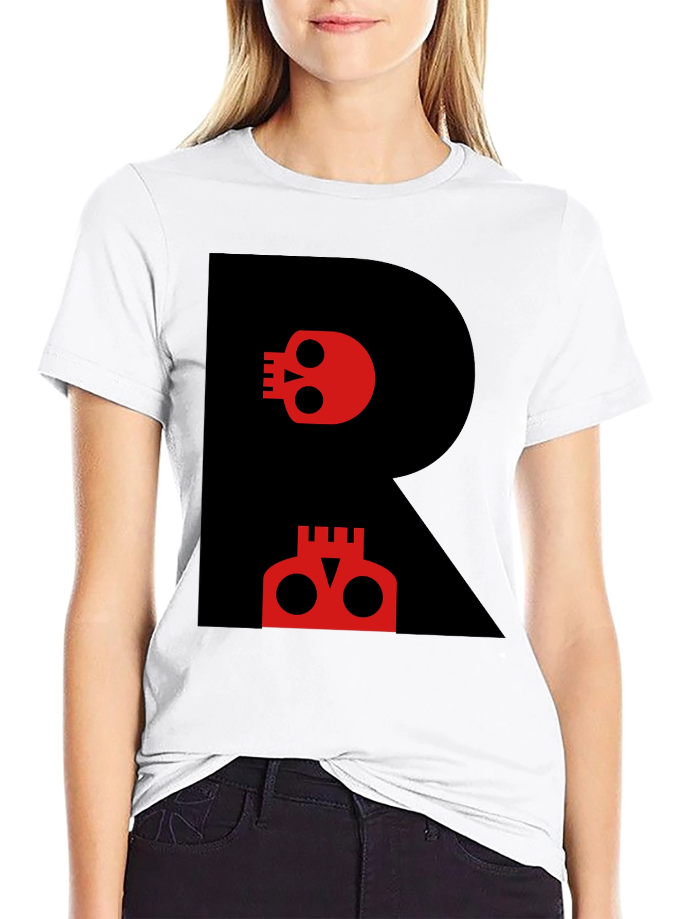 Skull R Graphic Tee - Modern Black T-Shirt