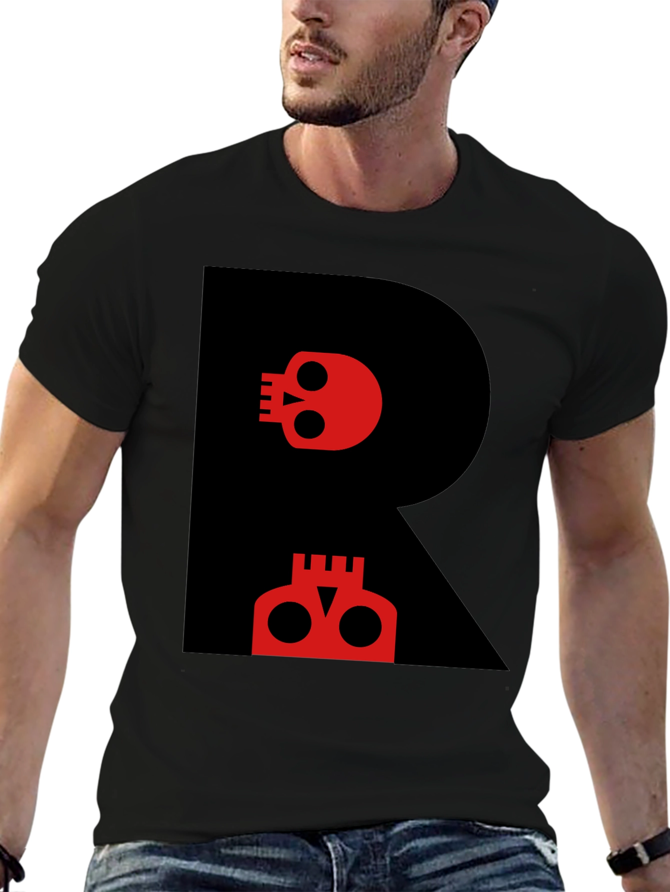 Skull R Graphic Tee - Modern Black T-Shirt