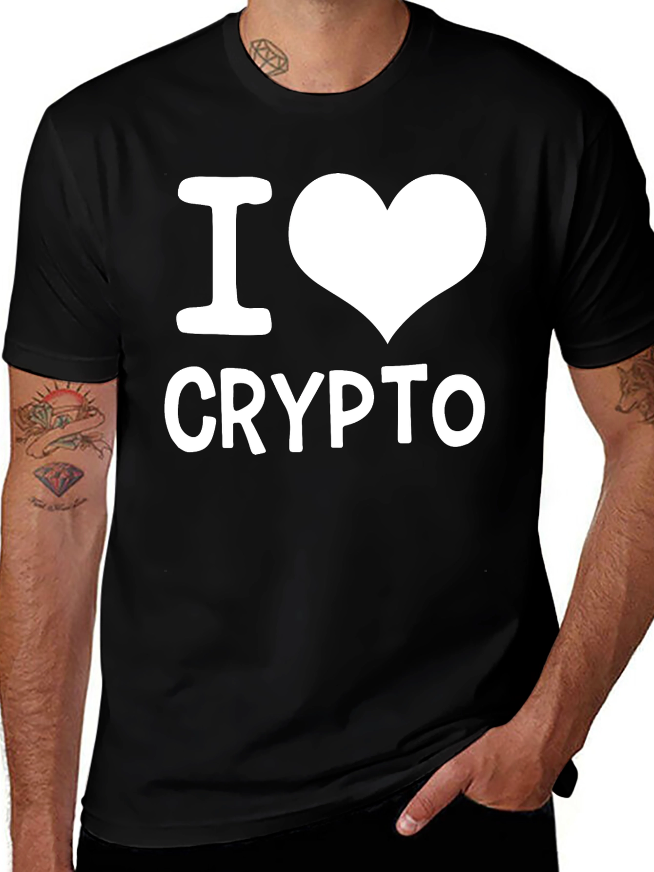 I Heart Crypto T-Shirt - Black Cotton Tee