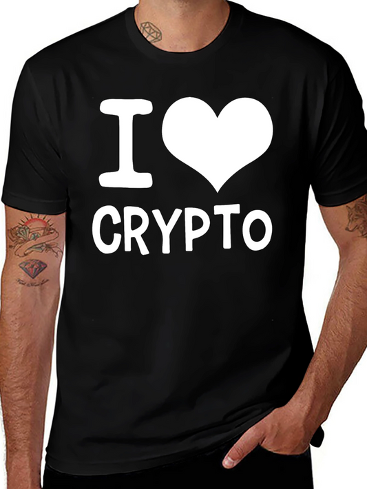 I Heart Crypto T-Shirt - Black Cotton Tee