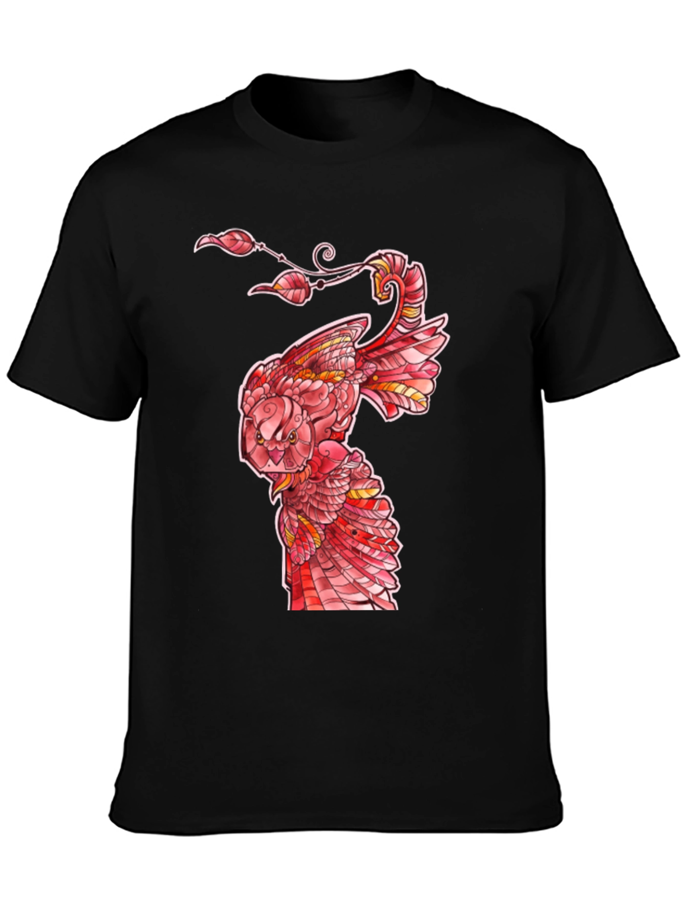 Red Owl Graphic Print Mens Black T-Shirt