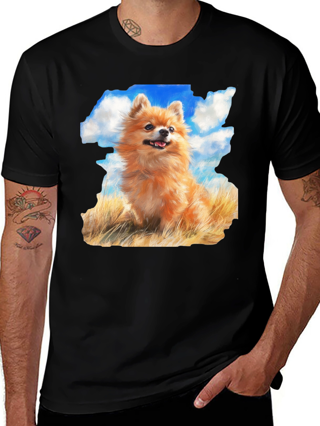 Pomeranian Dog Breed Graphic Black T-Shirt
