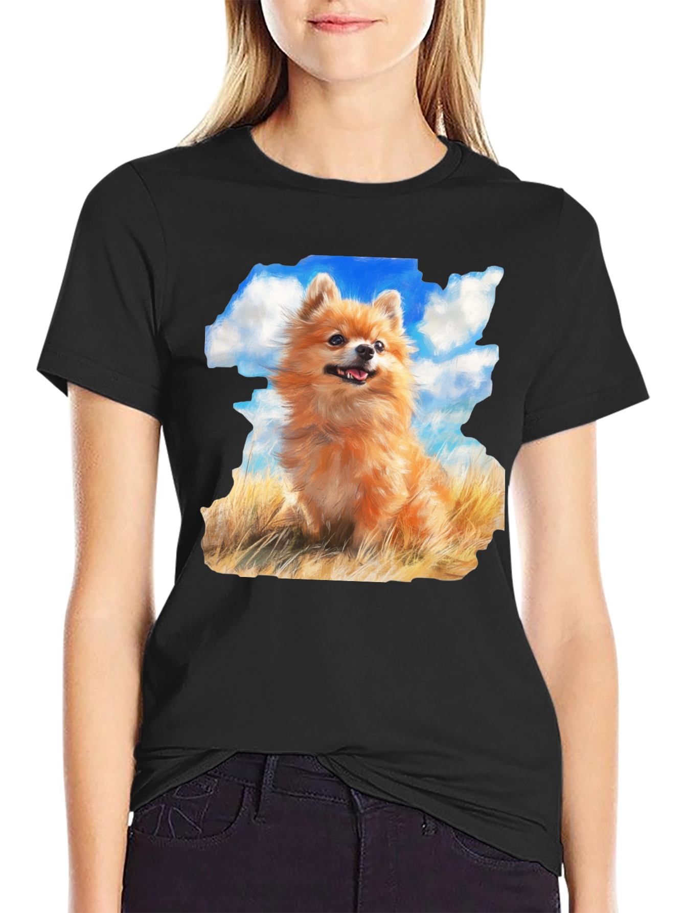Pomeranian Dog Breed Graphic Black T-Shirt