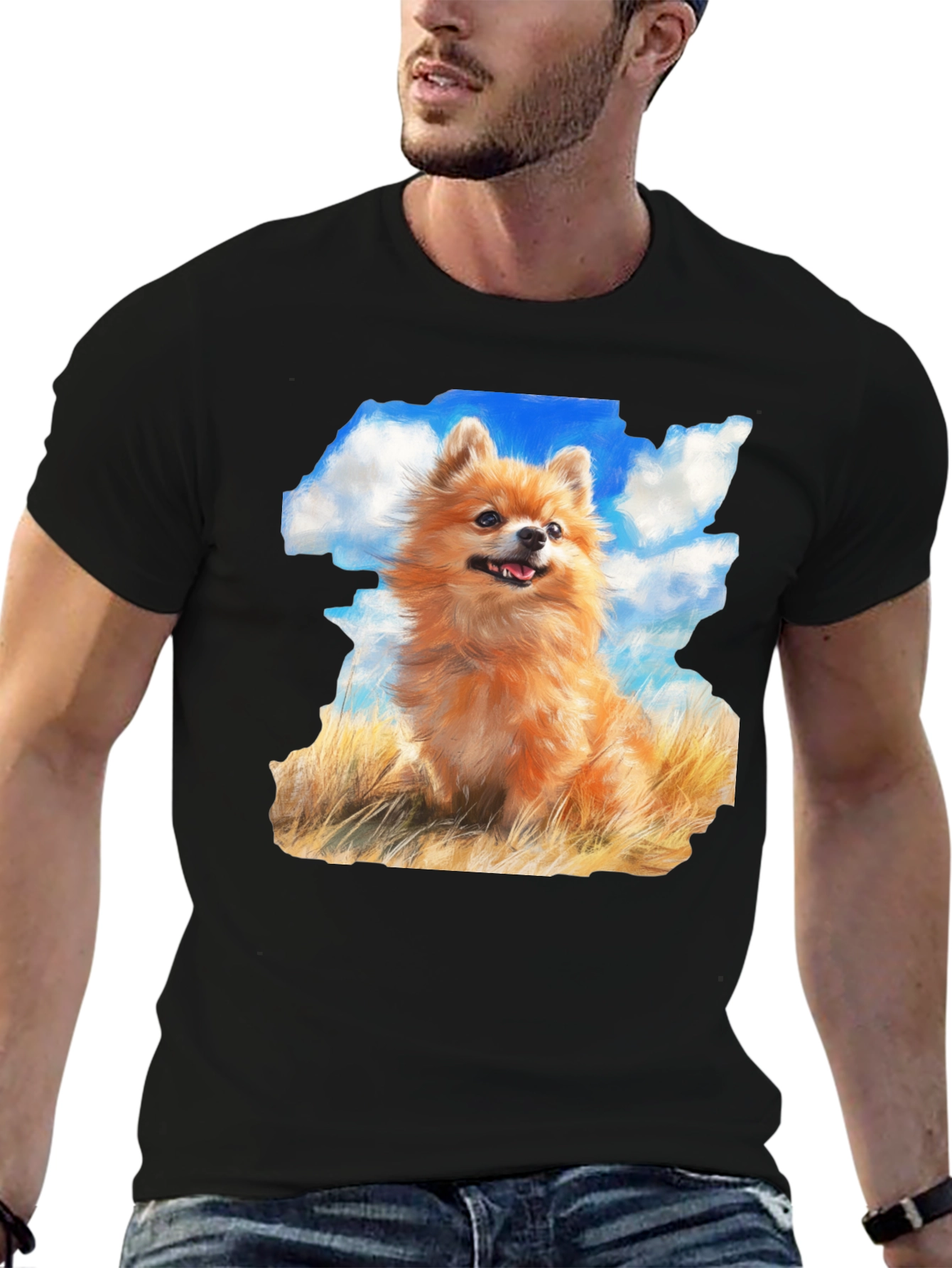 Pomeranian Dog Breed Graphic Black T-Shirt