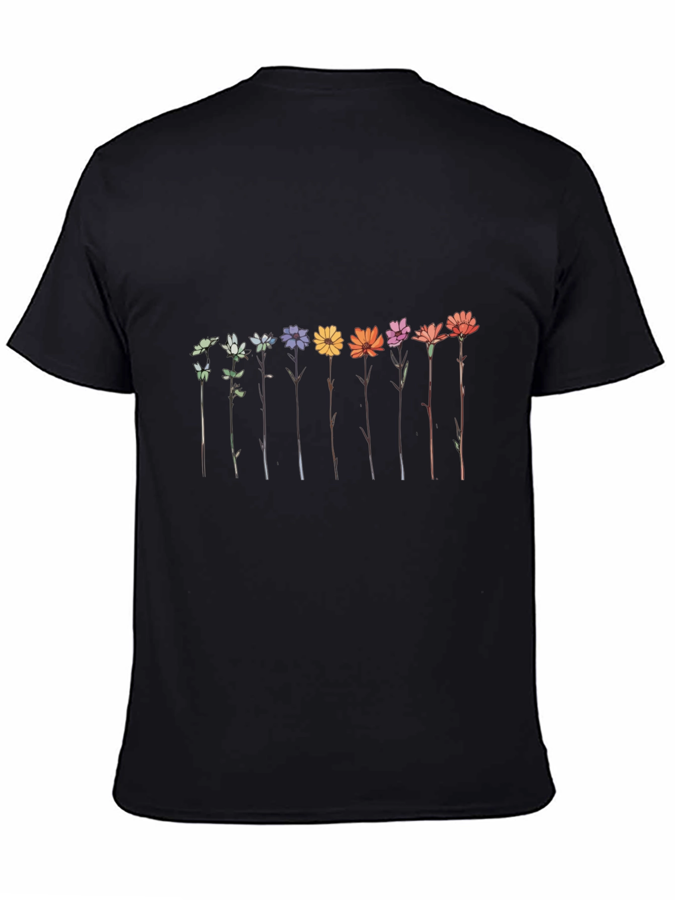 Floral Array Graphic Tee - Black Unisex T-Shirt