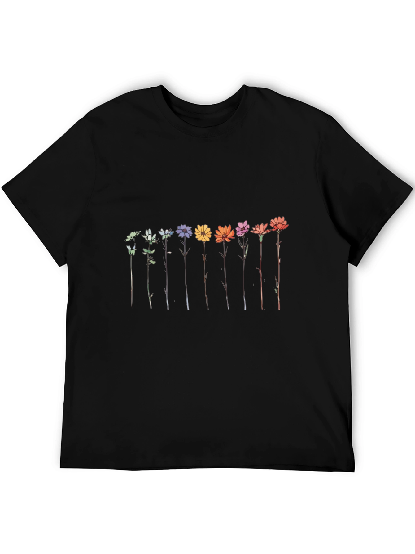 Floral Array Graphic Tee - Black Unisex T-Shirt