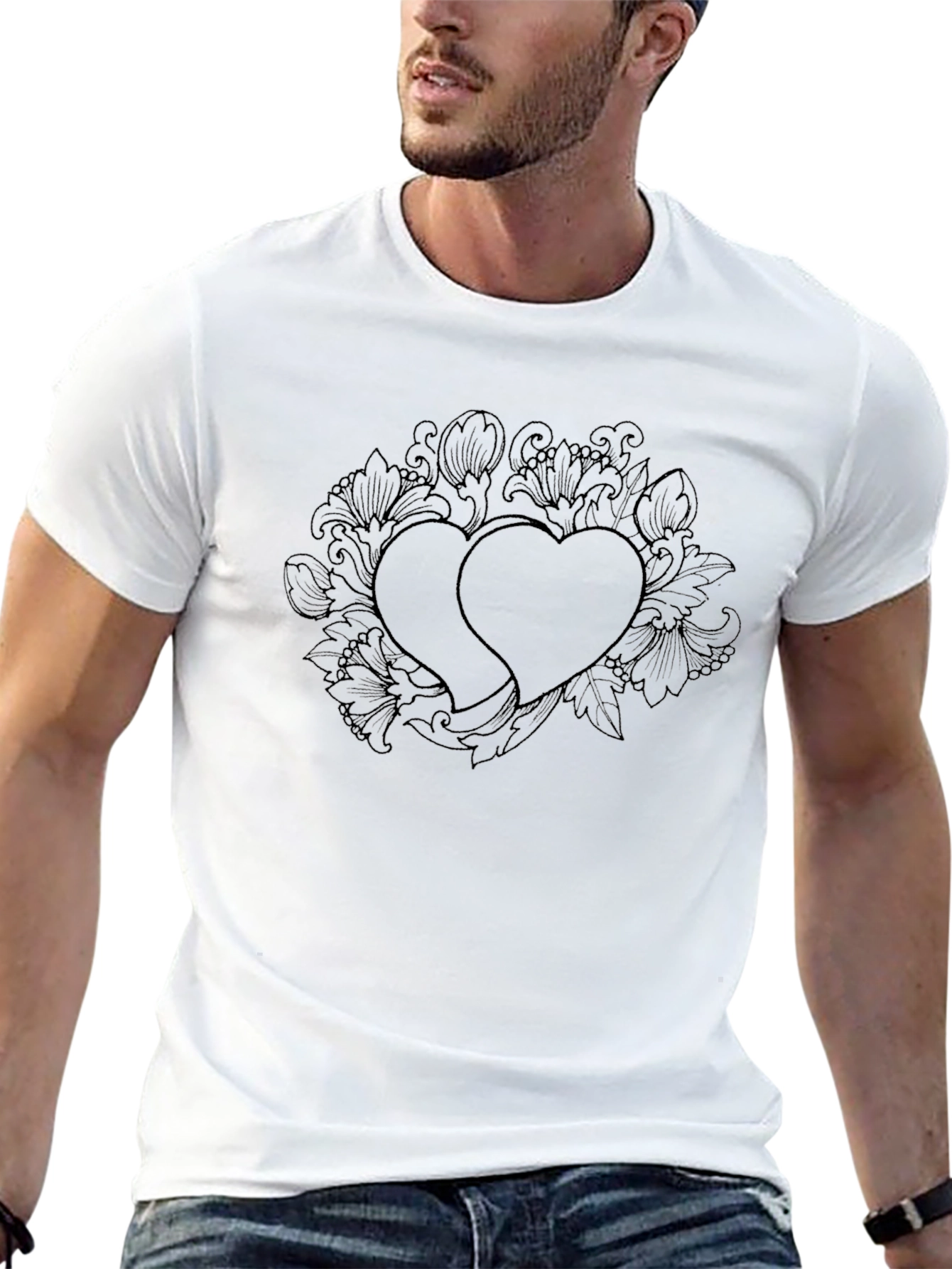 Black Double Heart Graphic Tee