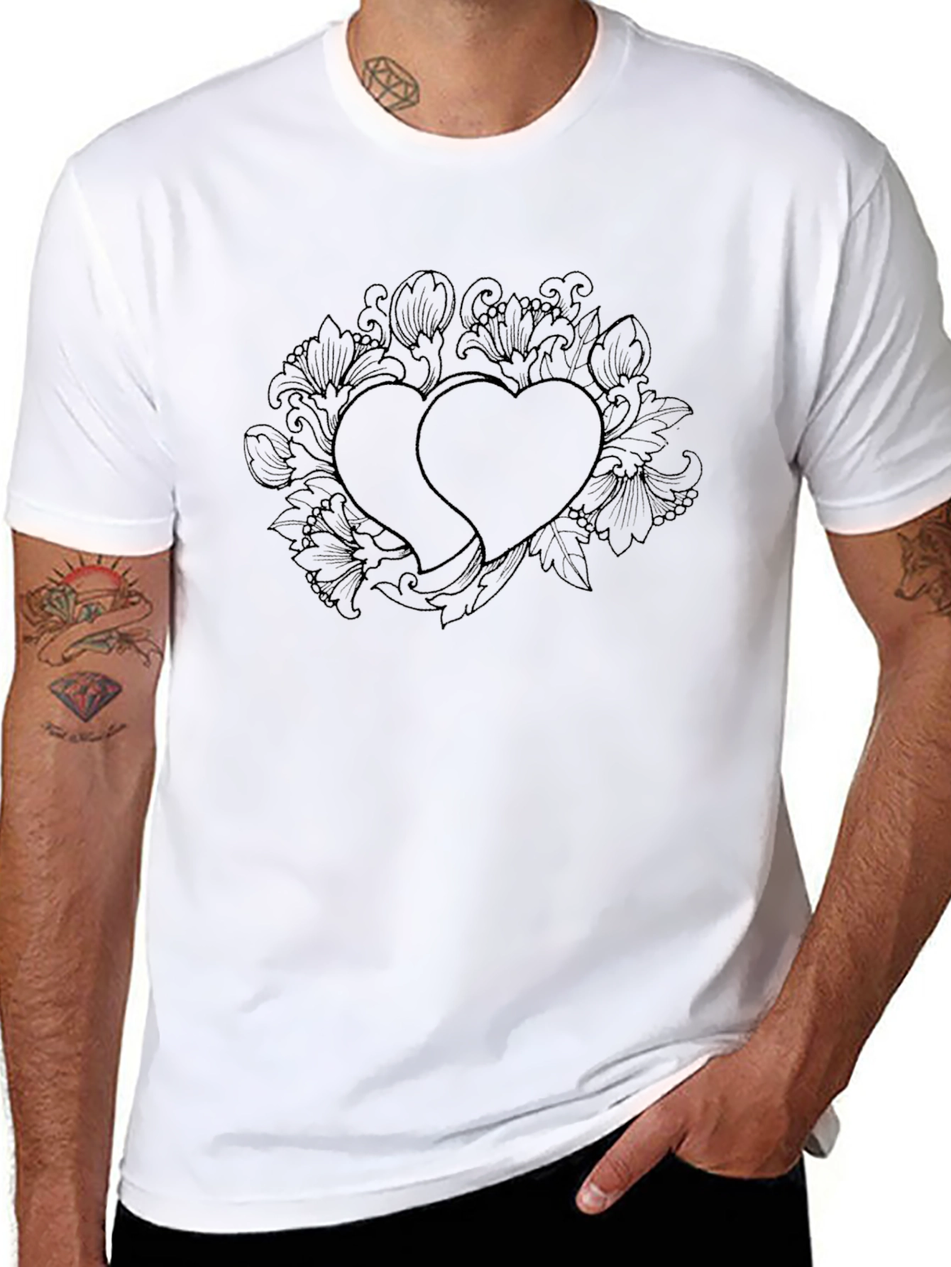 Black Double Heart Graphic Tee