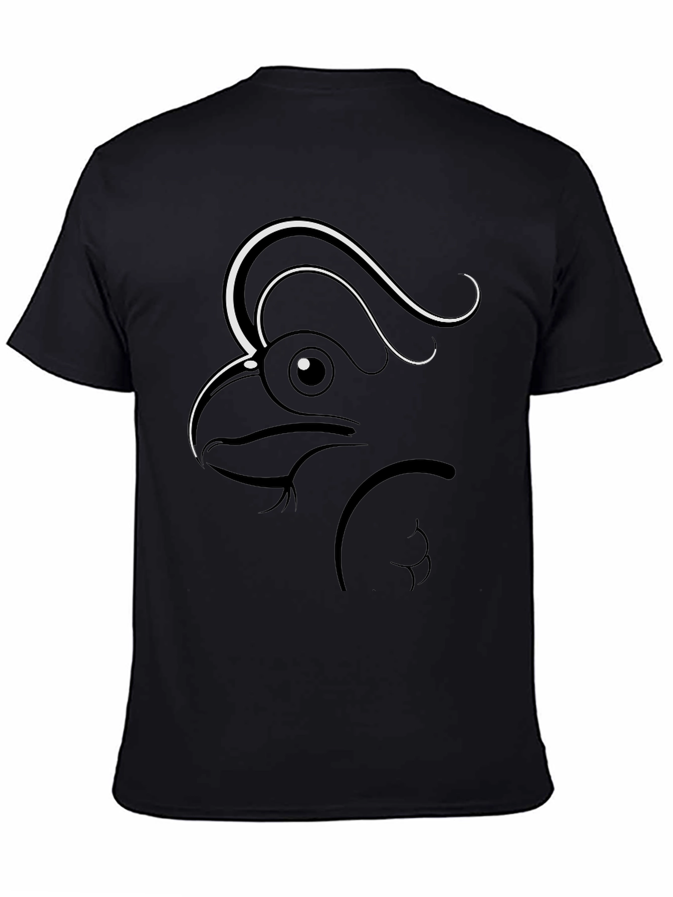 Stylized Rooster Graphic Tee - Mens Black T-Shirt