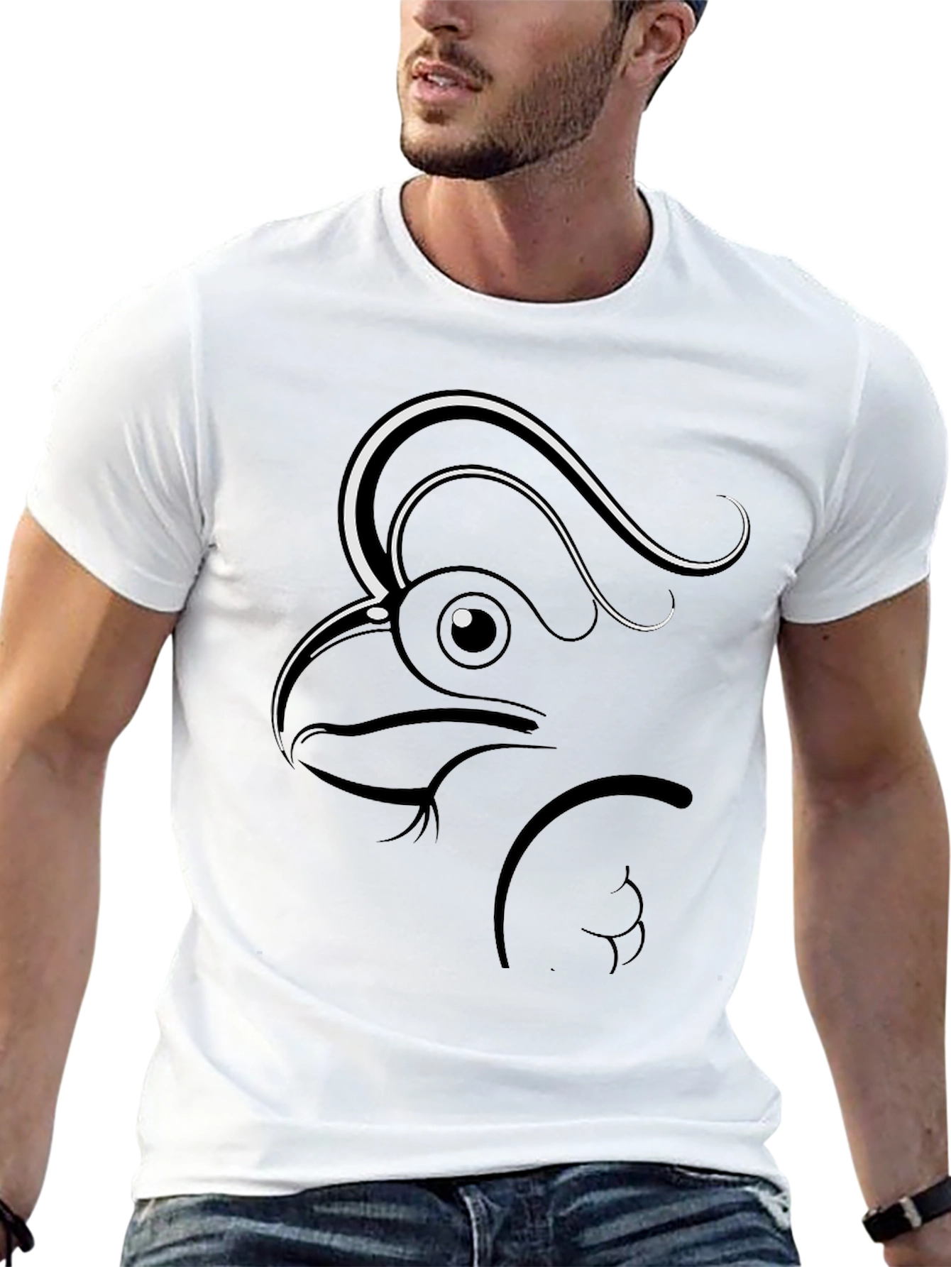 Stylized Rooster Graphic Tee - Mens Black T-Shirt