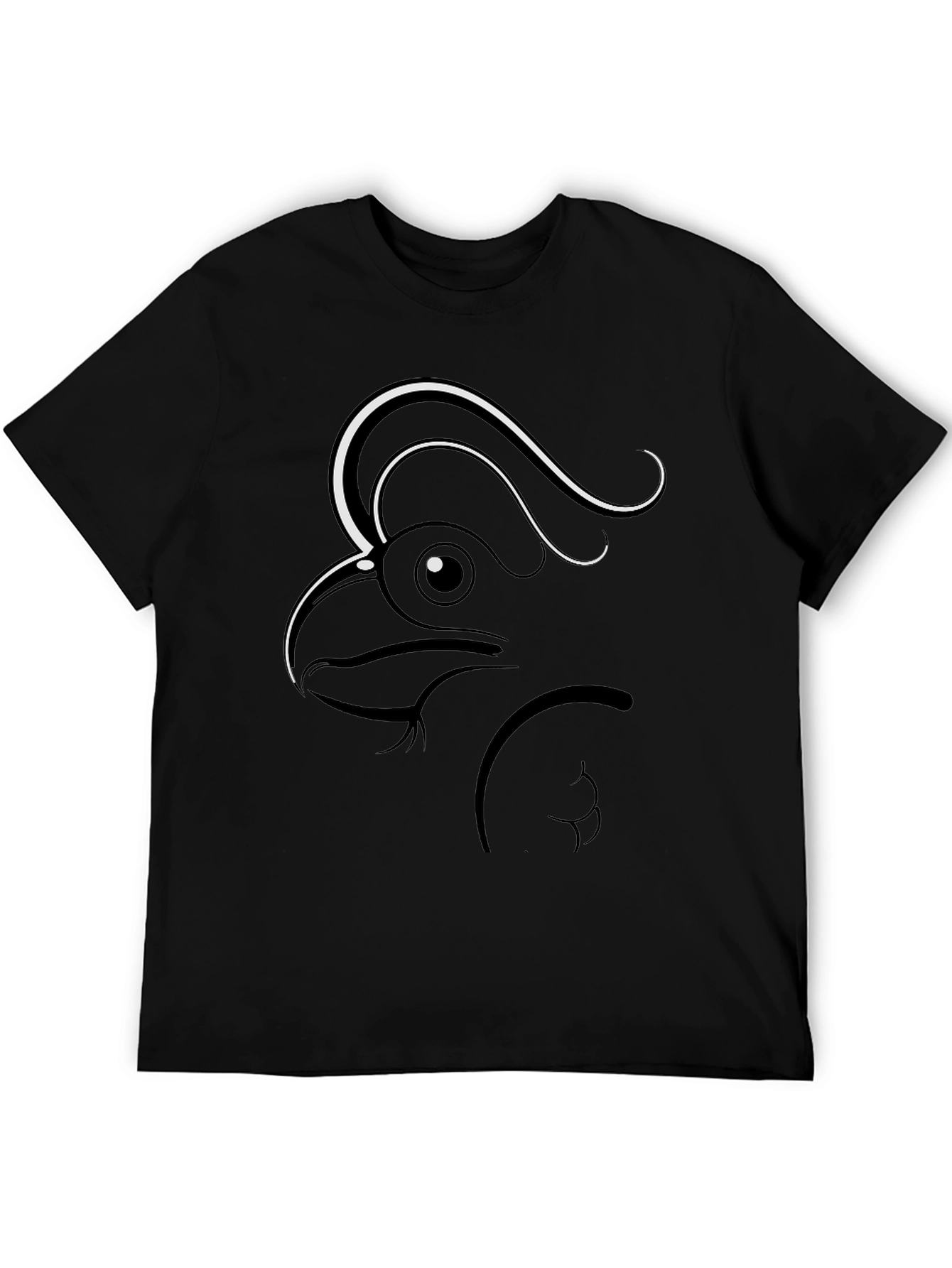 Stylized Rooster Graphic Tee - Mens Black T-Shirt