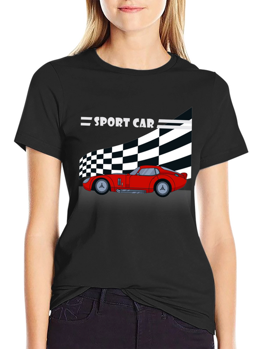 Sport Car Graphic Tee - Stylish Black Cotton T-Shirt
