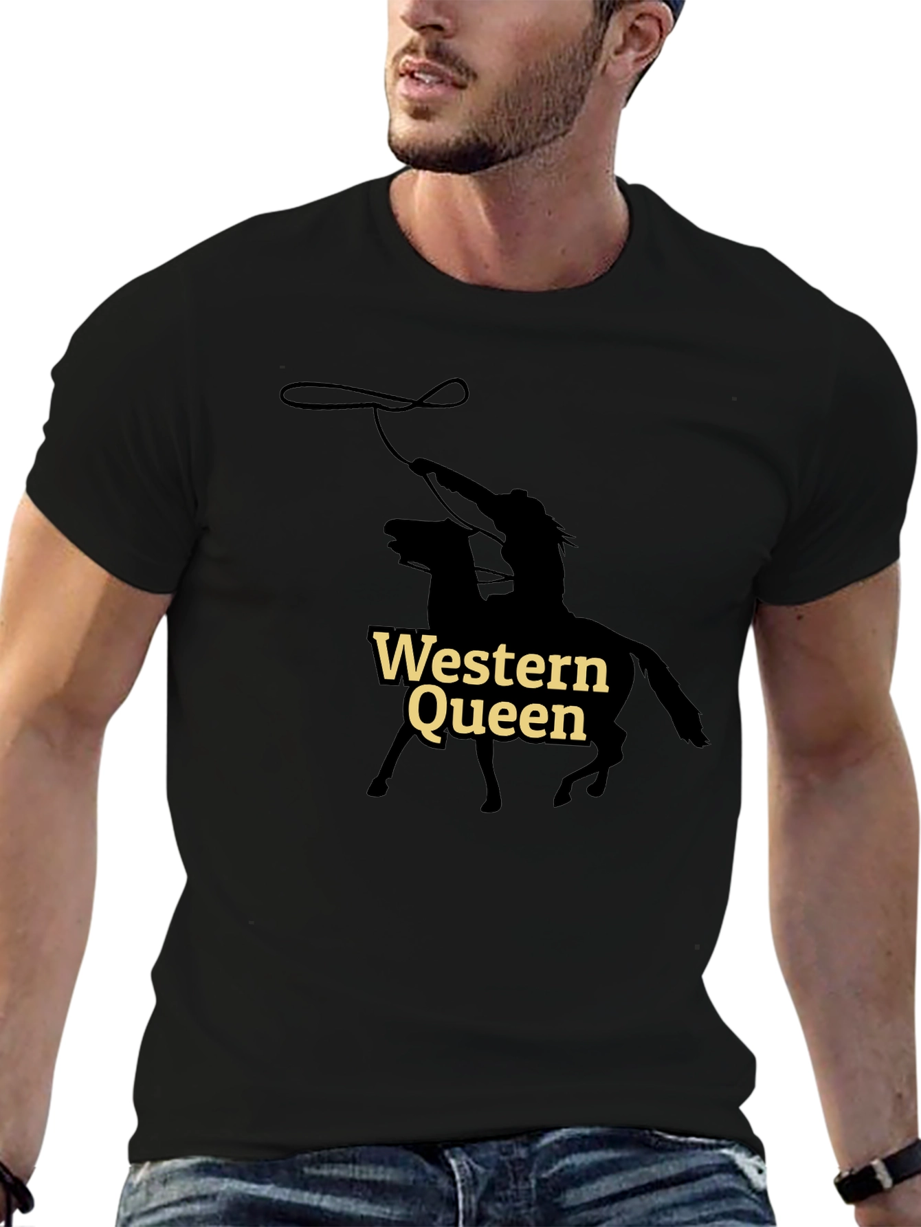 Western Queen Graphic Tee - Black Cotton T-Shirt