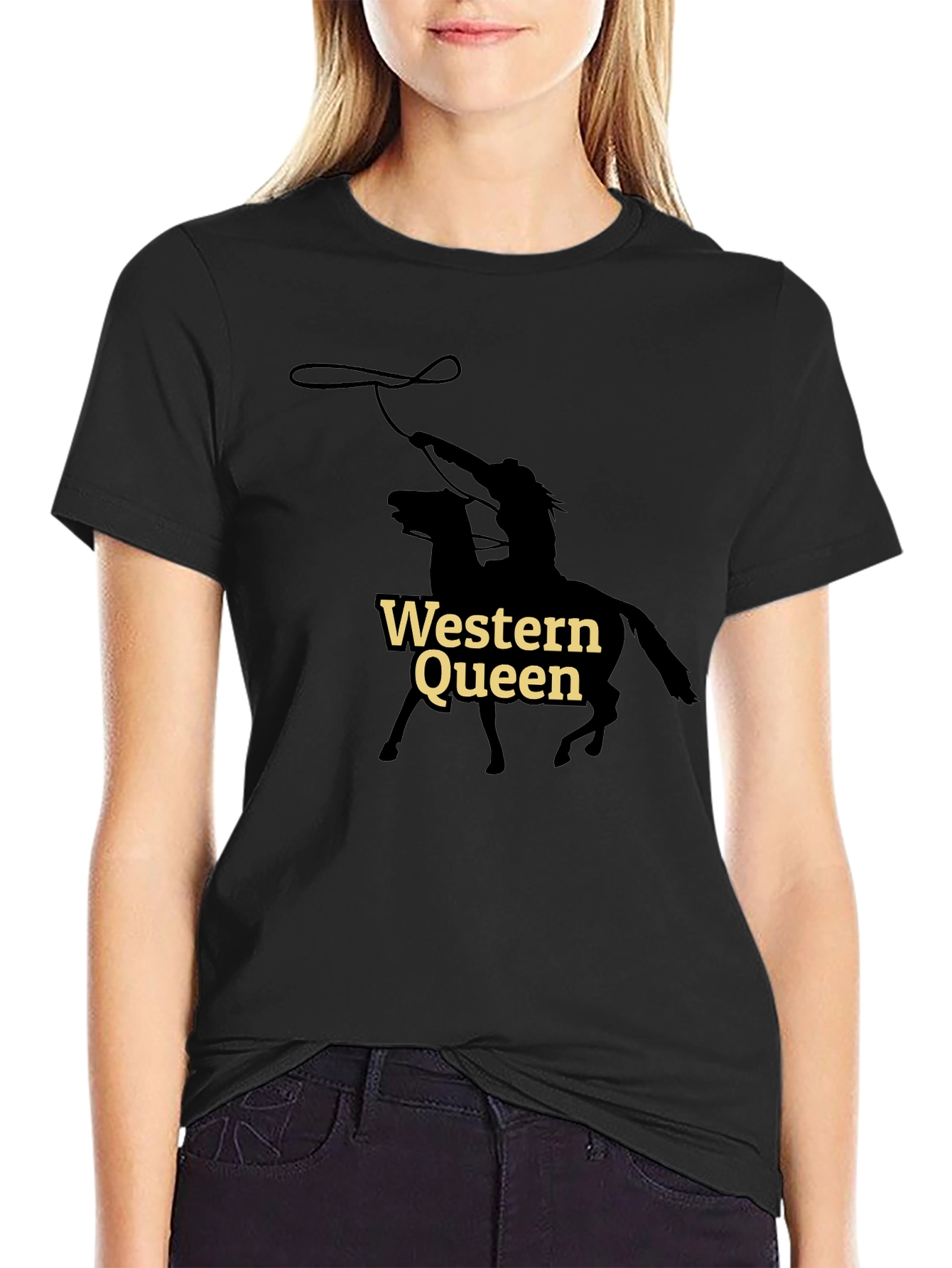 Western Queen Graphic Tee - Black Cotton T-Shirt