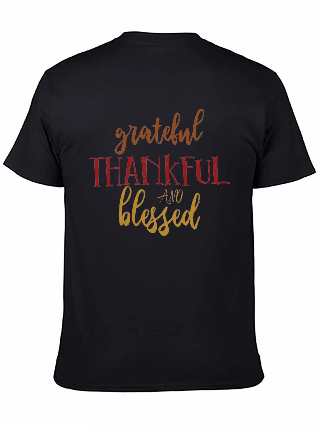 Grateful Thankful Blessed Black Graphic T-Shirt