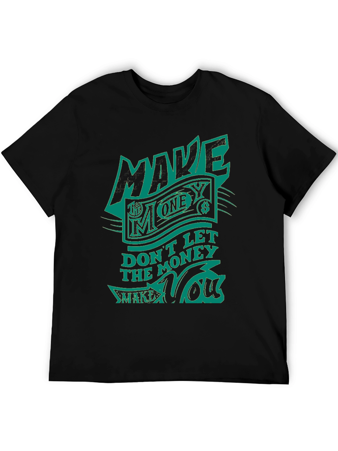 Make Money Graphic Print Tee - Black Cotton Blend