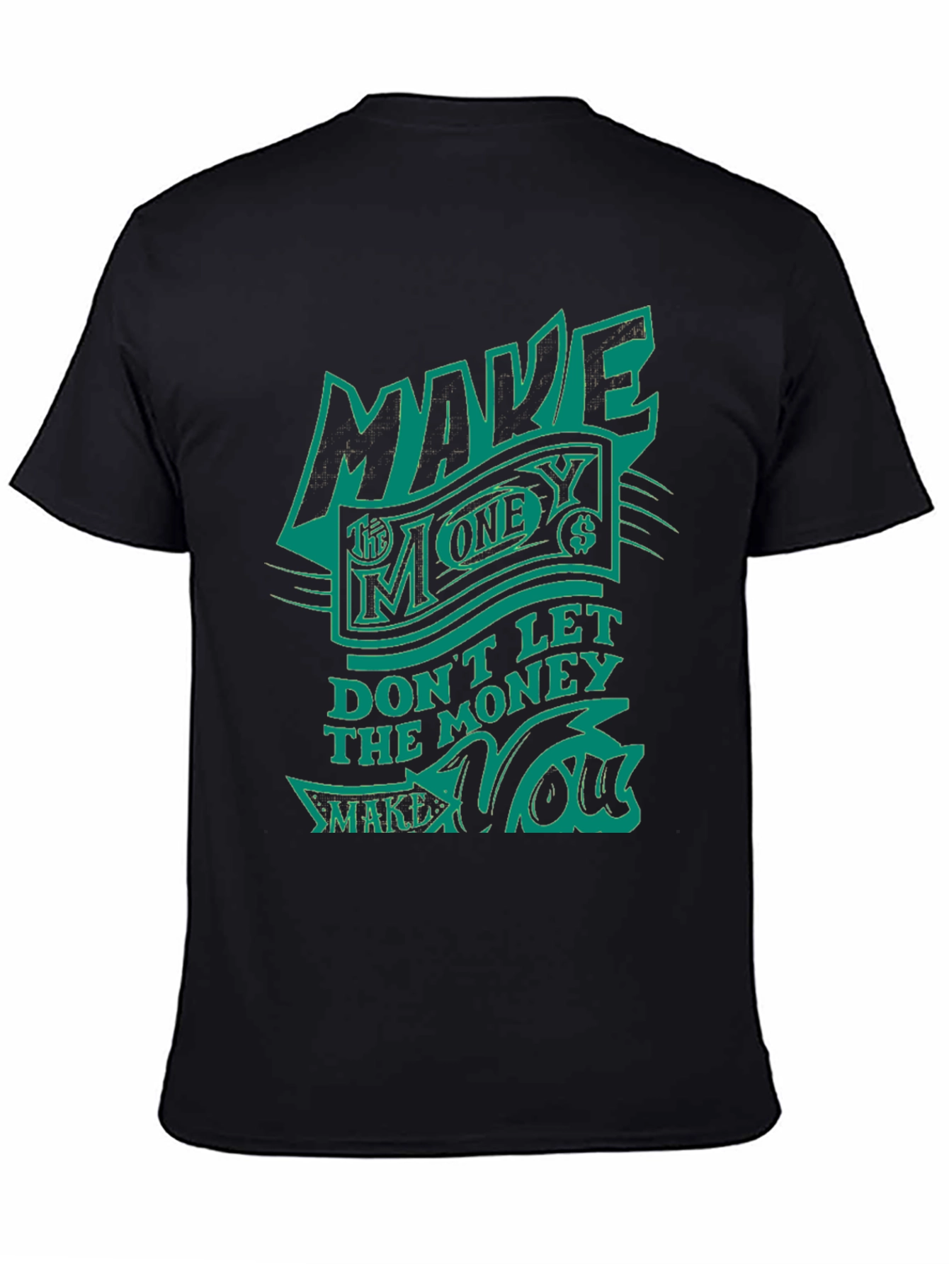 Make Money Graphic Print Tee - Black Cotton Blend