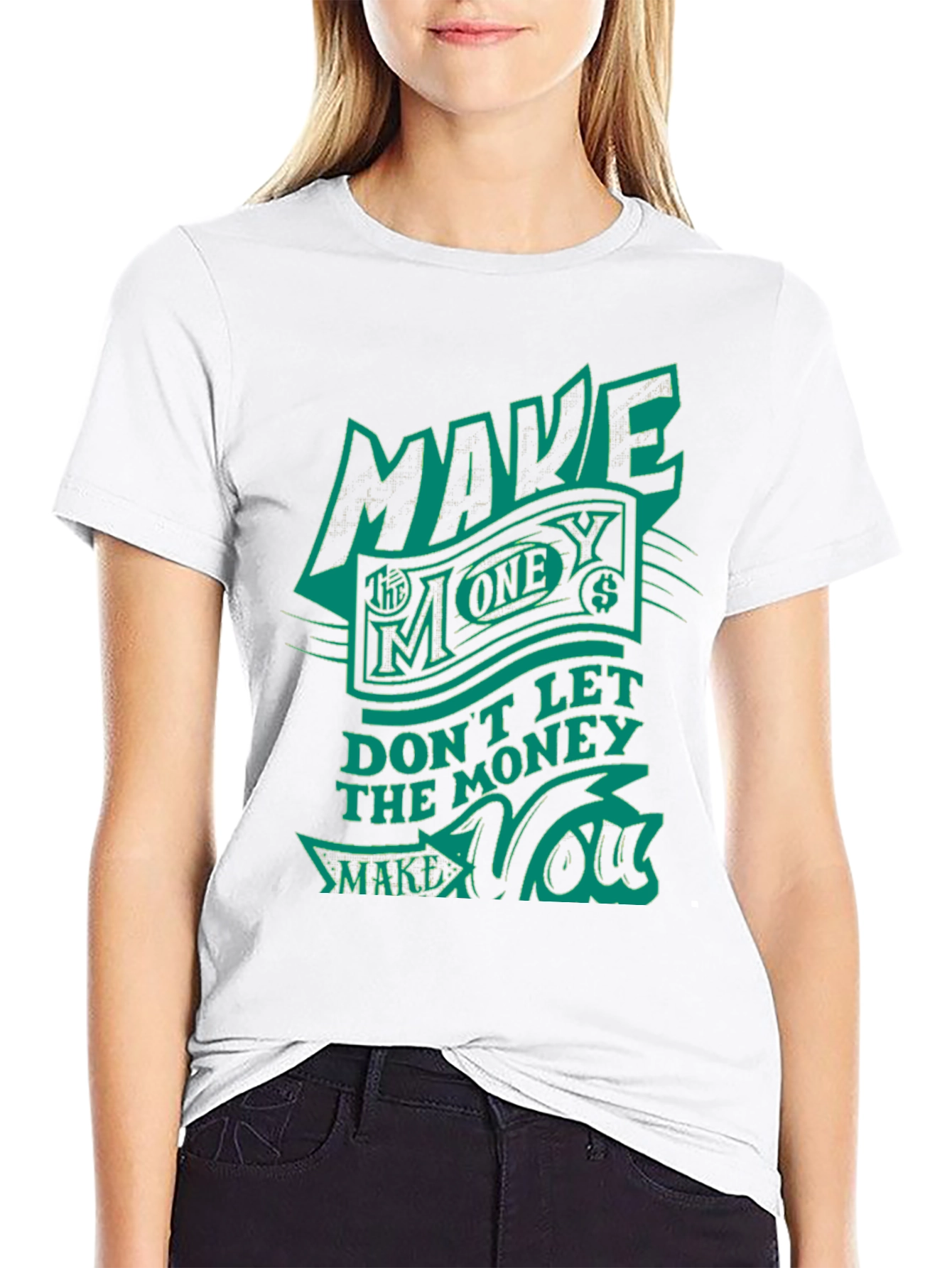 Make Money Graphic Print Tee - Black Cotton Blend