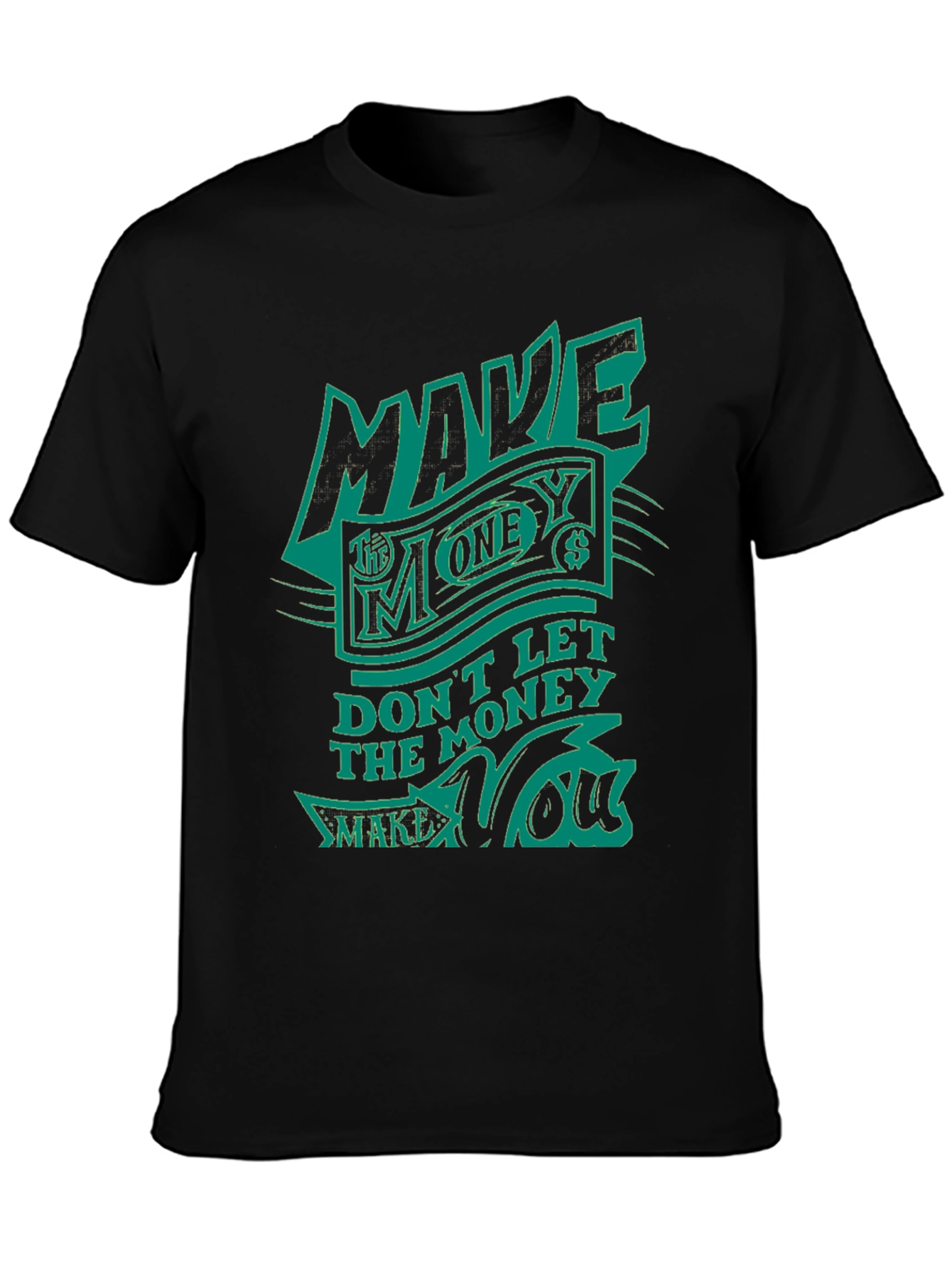 Make Money Graphic Print Tee - Black Cotton Blend