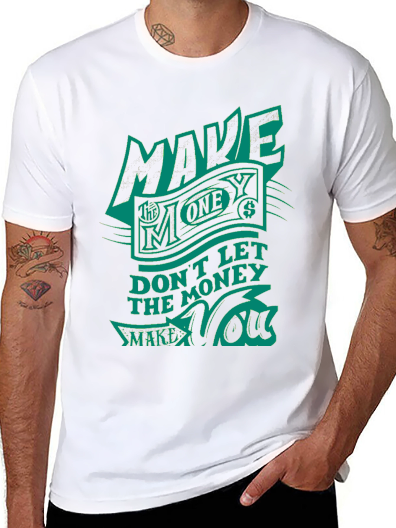 Make Money Graphic Print Tee - Black Cotton Blend