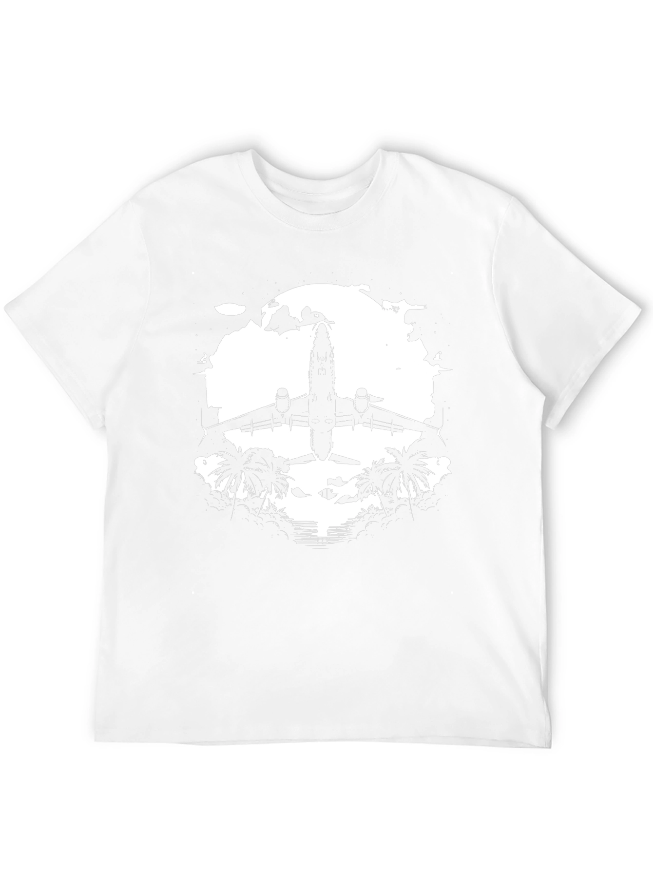 Airplane & Palms Black T-Shirt