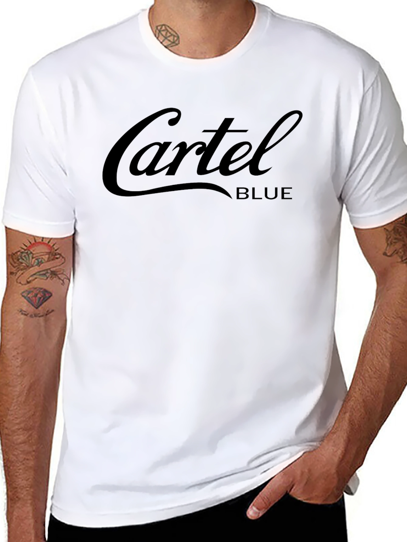 Cartel Blue Graphic Print Black T-Shirt