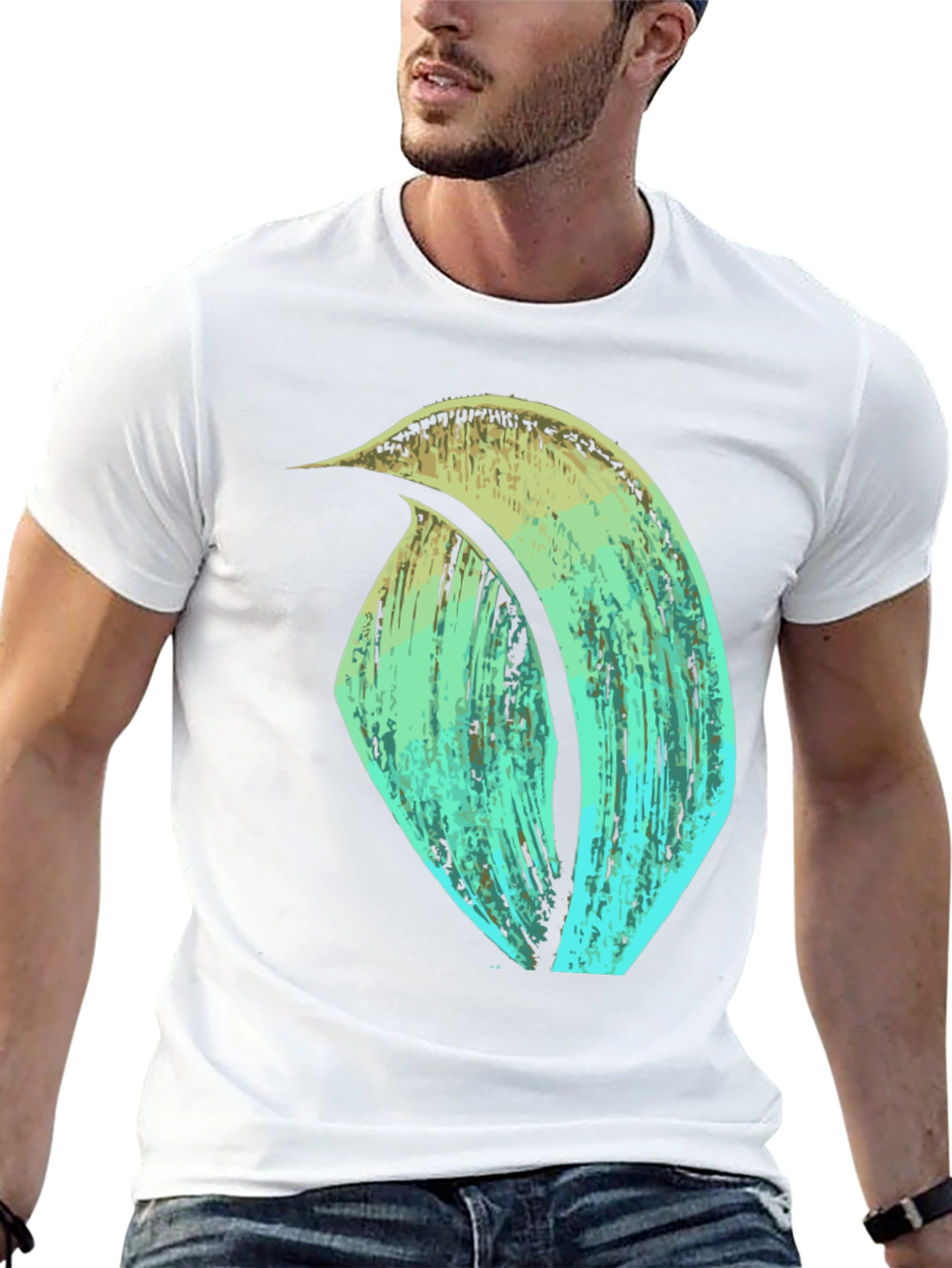 Abstract Brushstroke Graphic Tee - Black