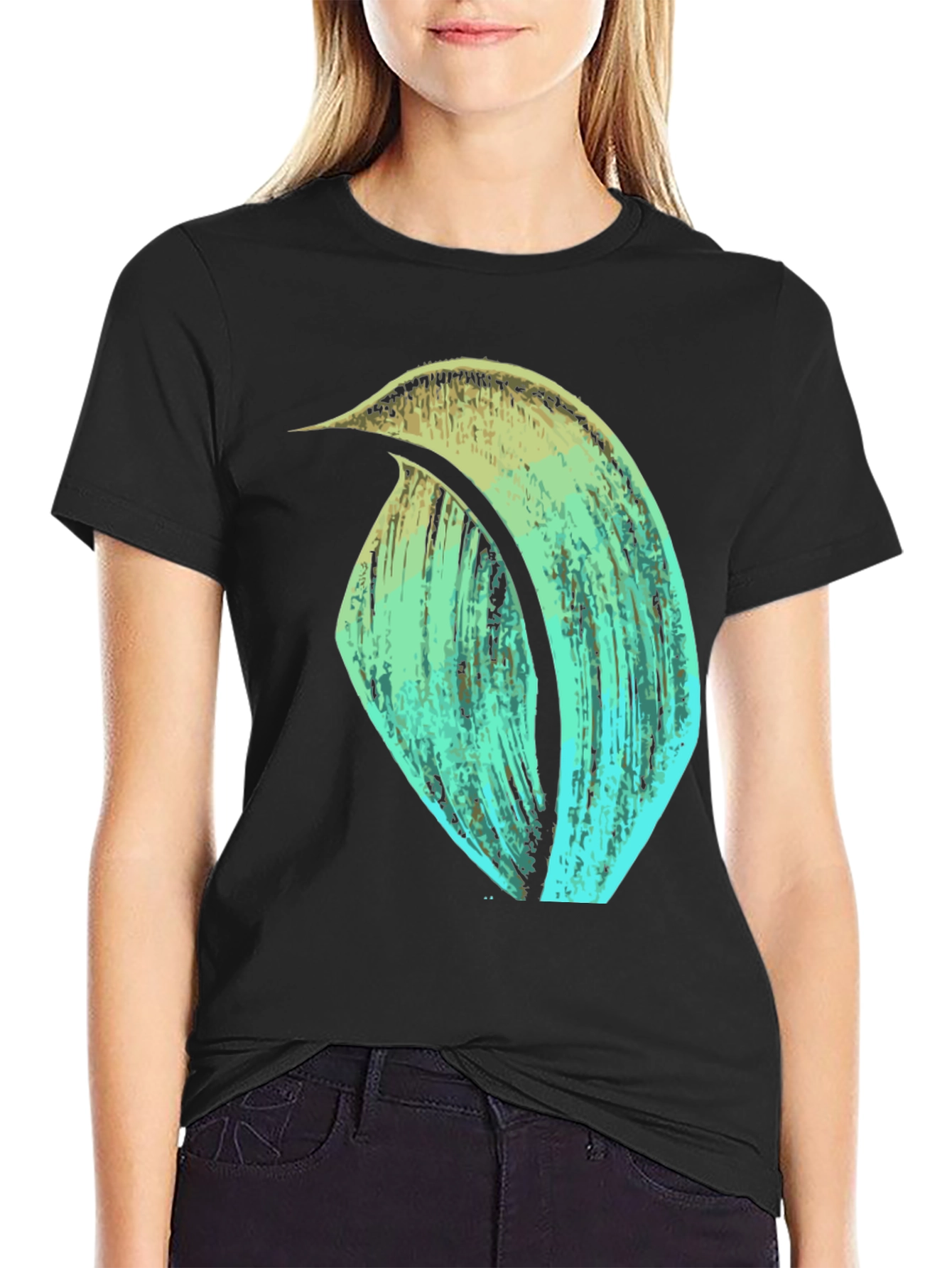 Abstract Brushstroke Graphic Tee - Black