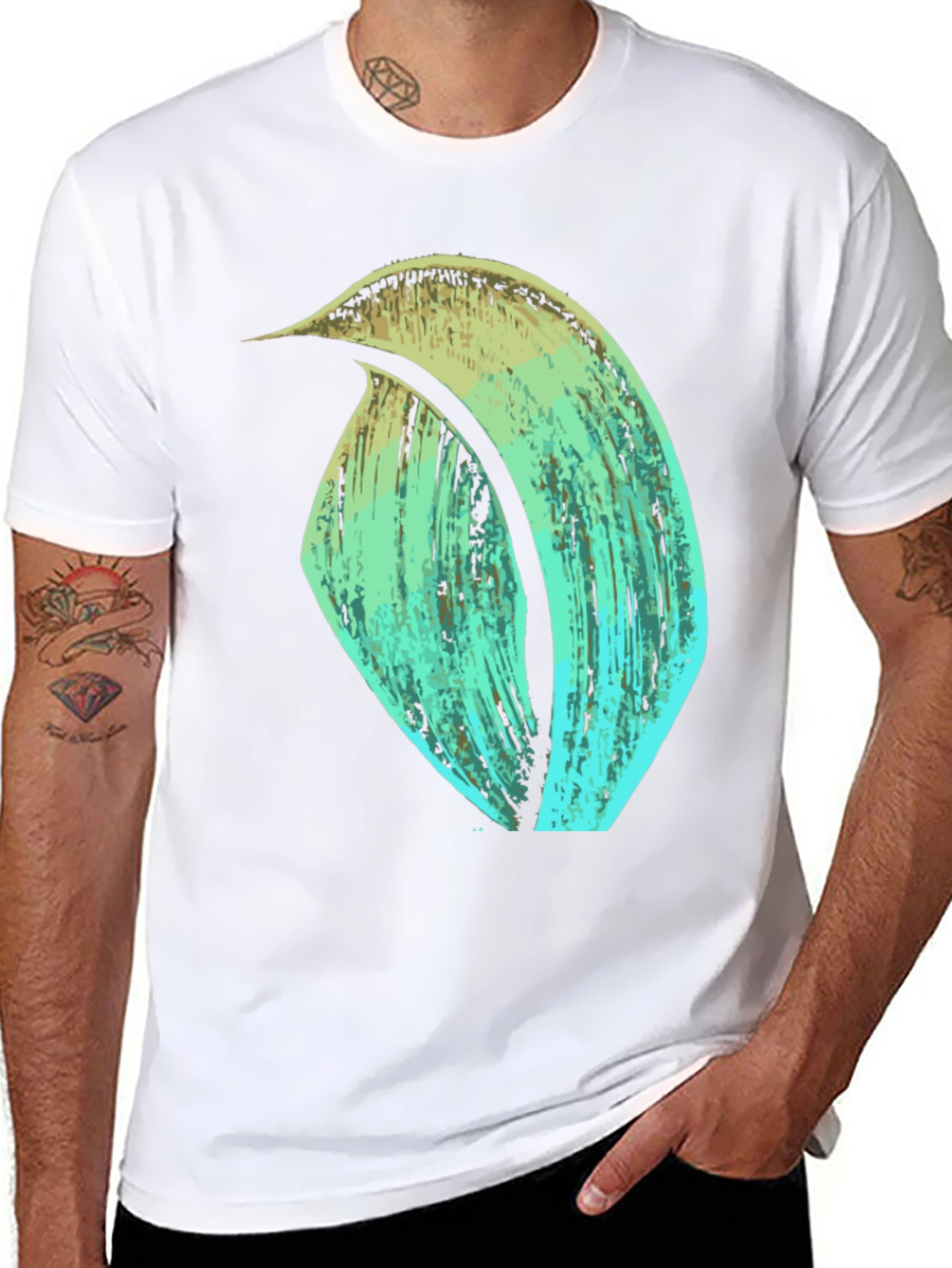 Abstract Brushstroke Graphic Tee - Black