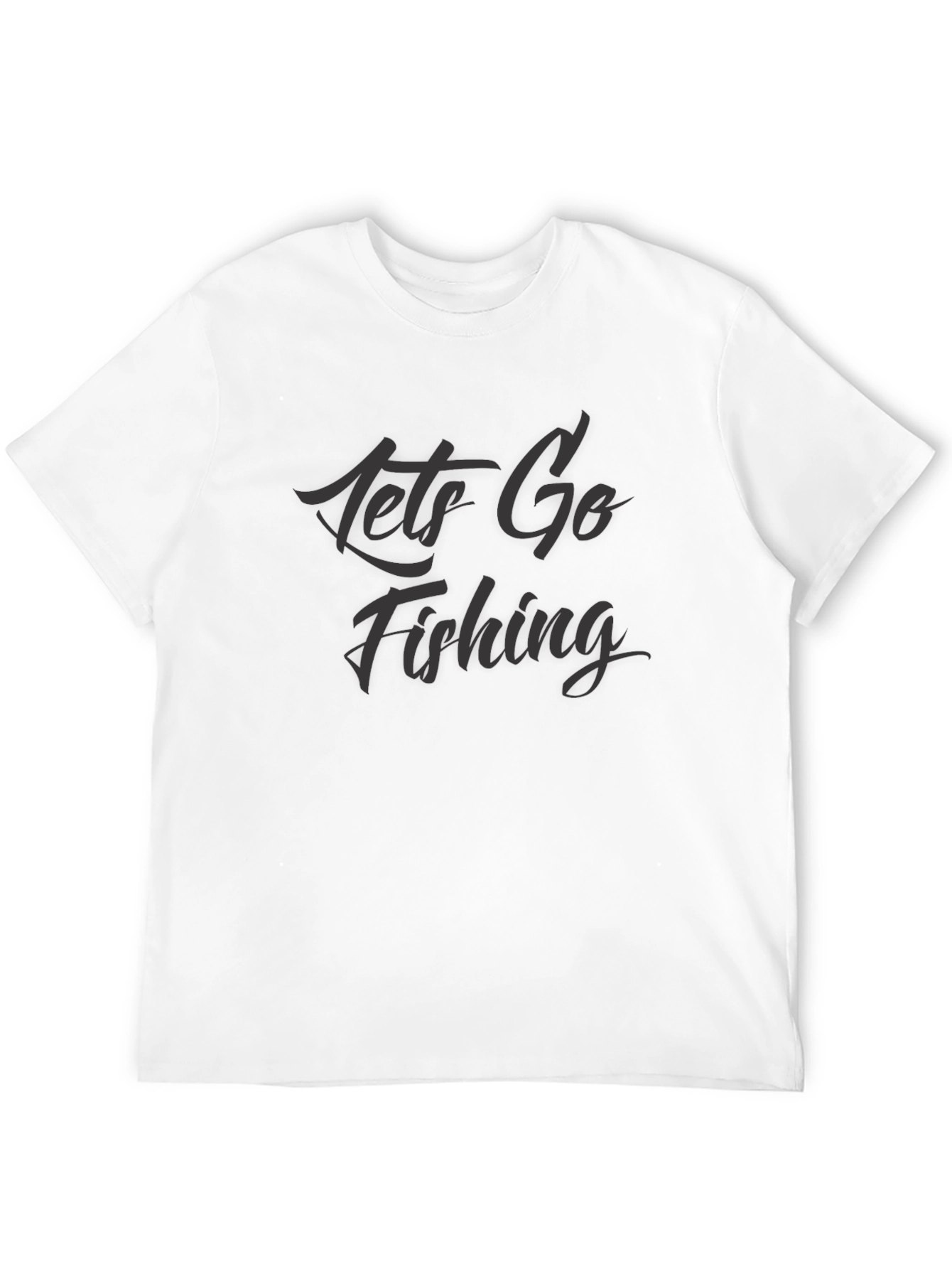 Lets Go Fishing Black Graphic Tee Shirt