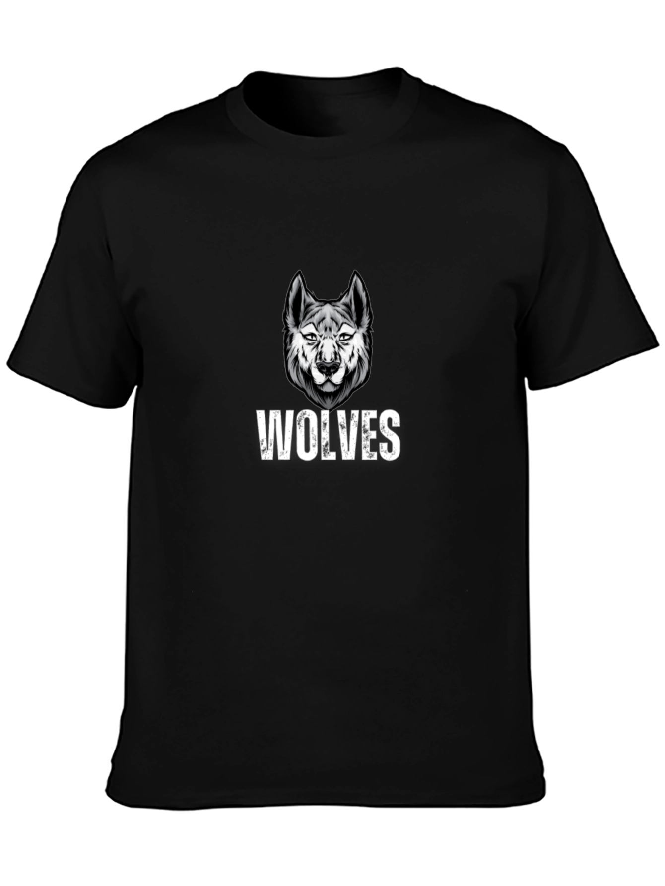 Wolves Graphic Print Black T-Shirt