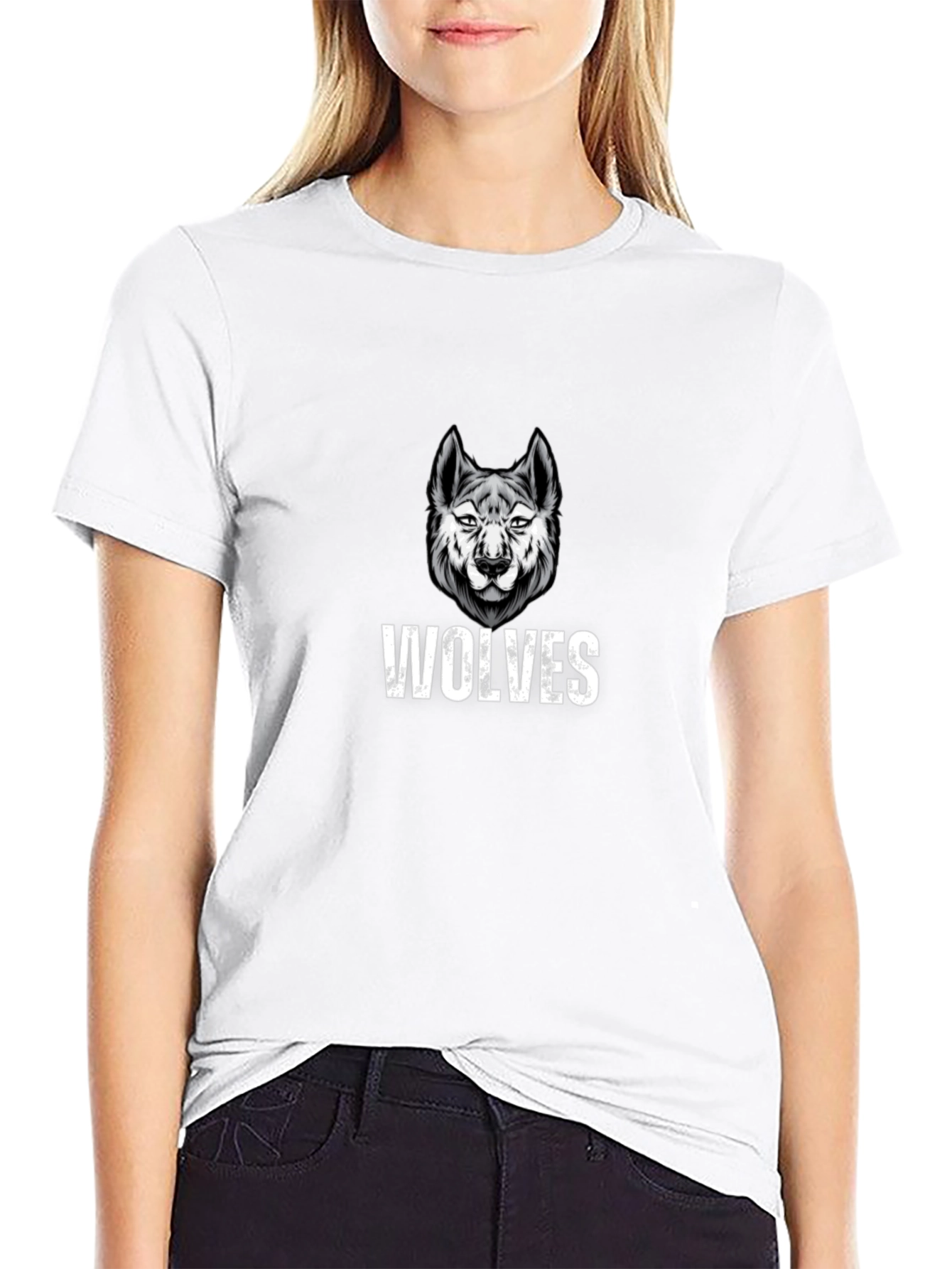 Wolves Graphic Print Black T-Shirt