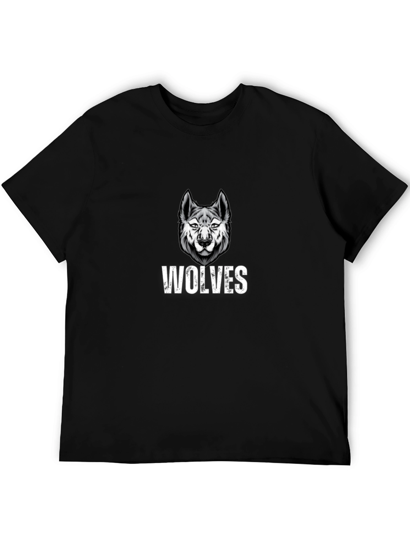 Wolves Graphic Print Black T-Shirt
