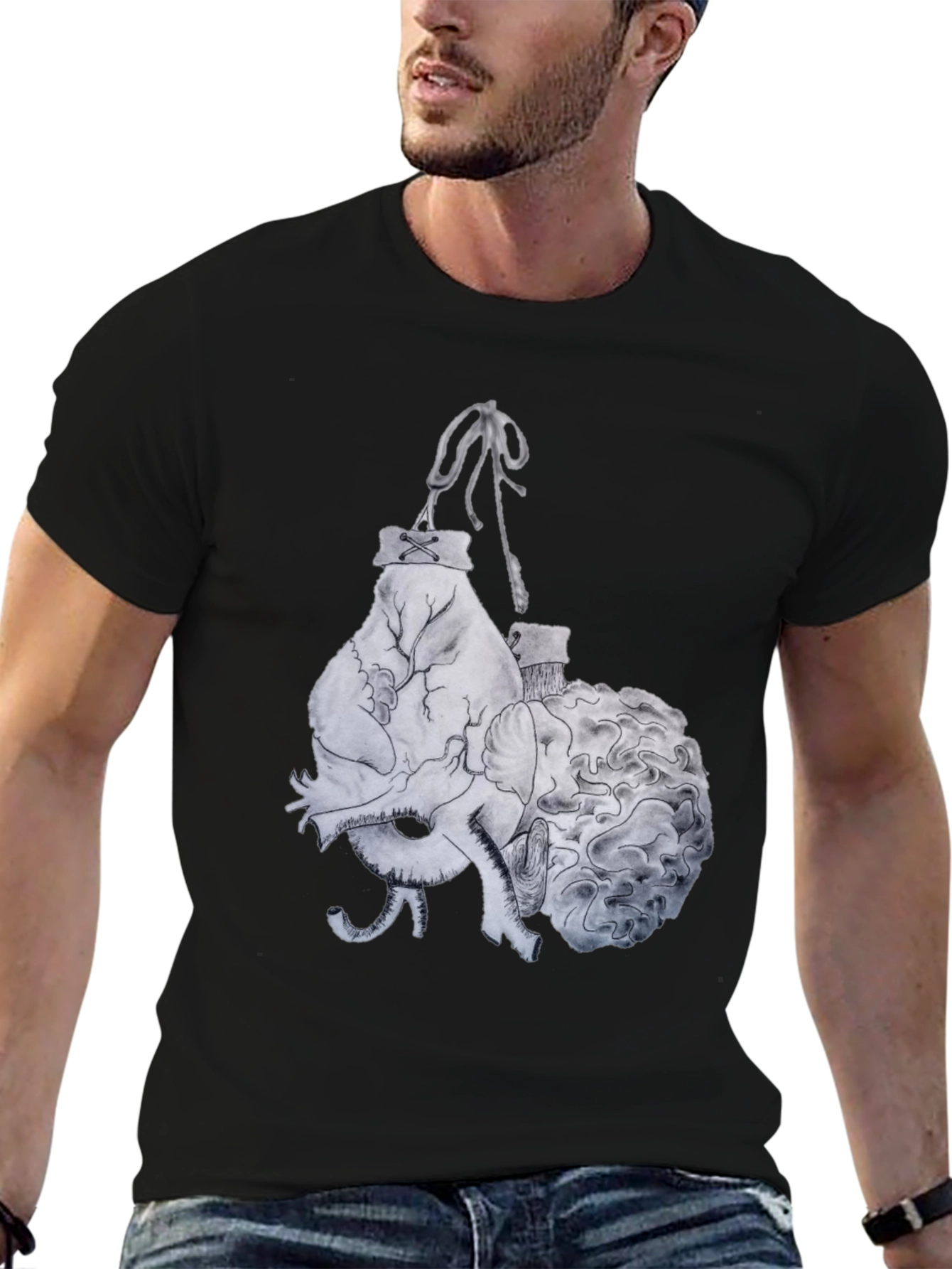 Heart and Brain Boxing T-Shirt - Black Graphic Tee
