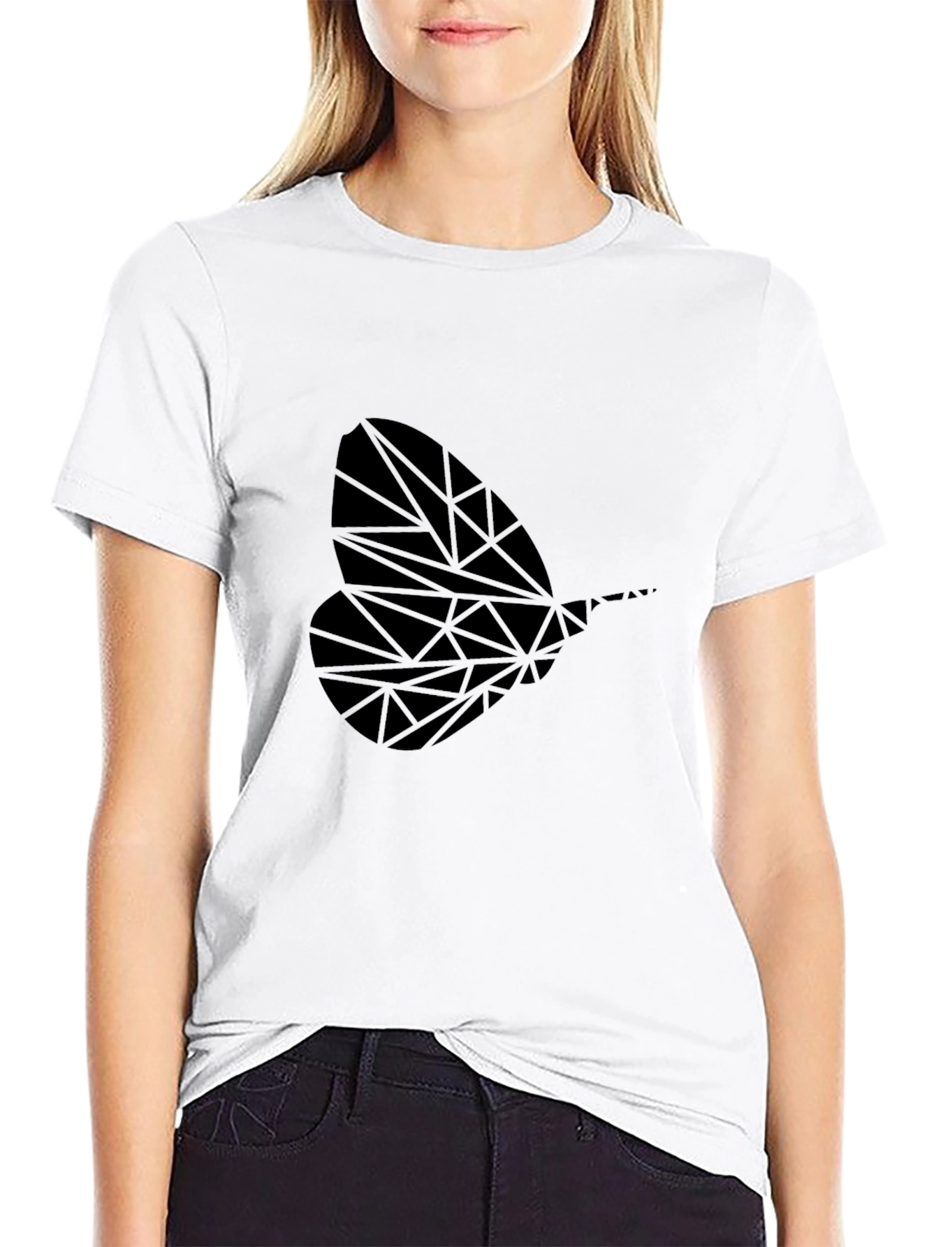 Geometric Insect Print Black T-Shirt