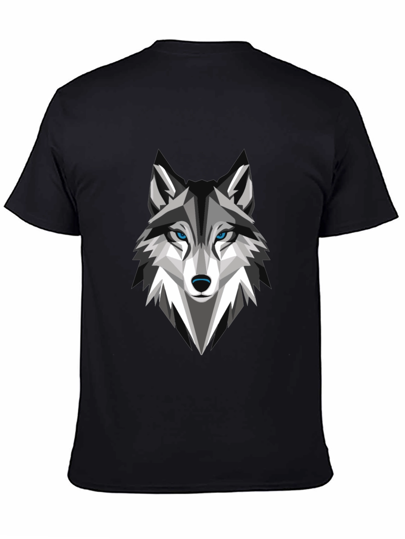 Geometric Wolf Graphic Tee - Stylish Mens Black T-Shirt